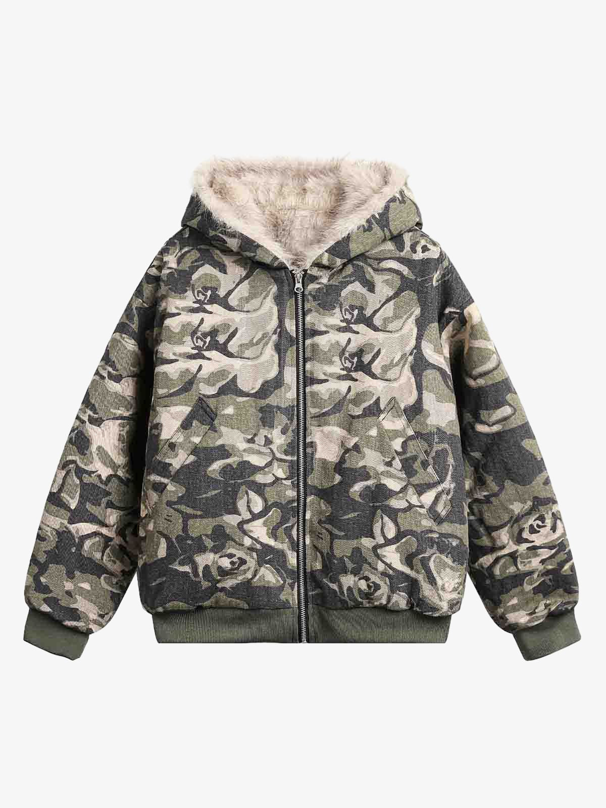 Thesupermade Camouflage Fur Hooded Jacket - 2353 - Image 7