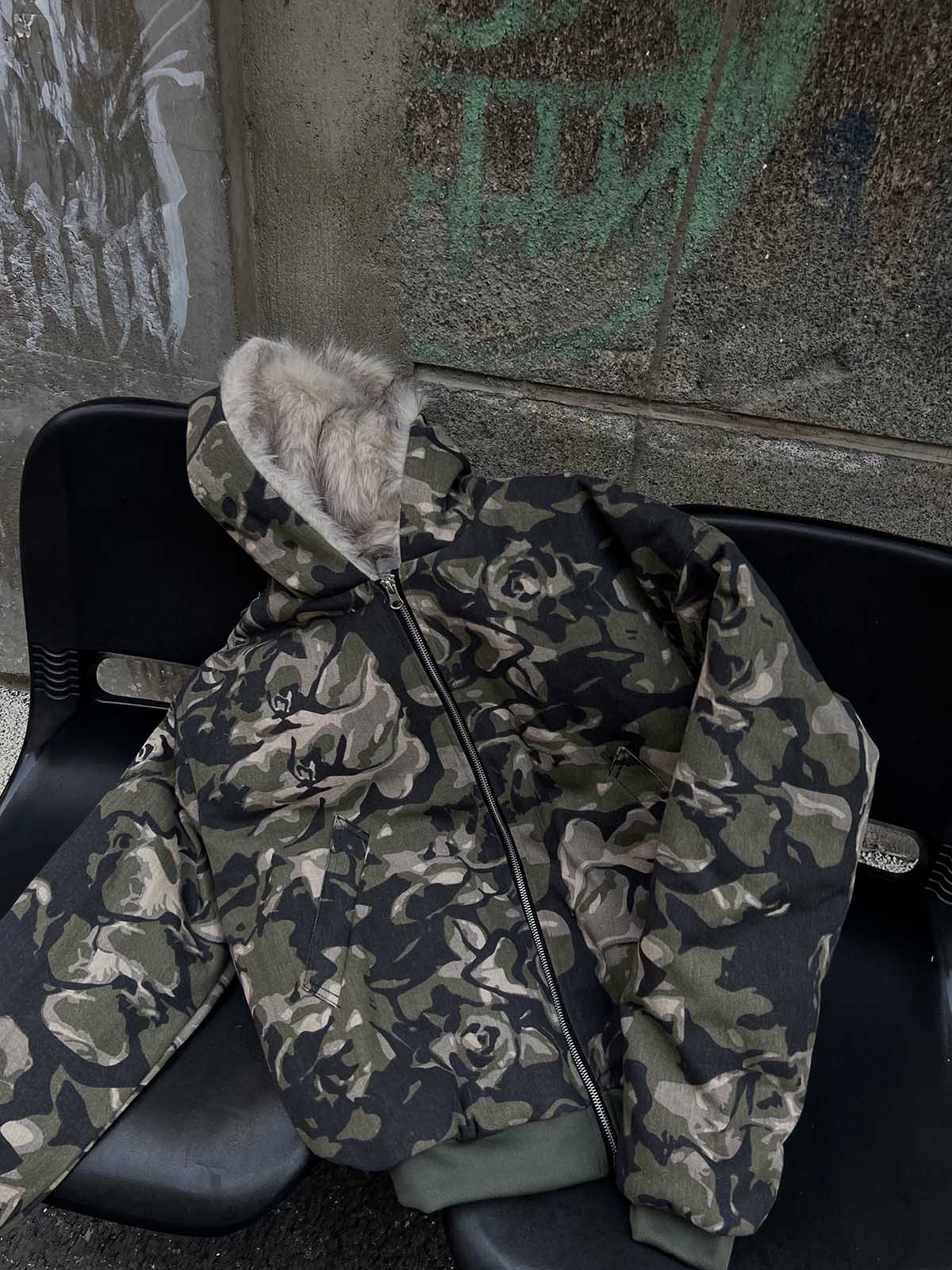Thesupermade Camouflage Fur Hooded Jacket - 2353 - Image 8