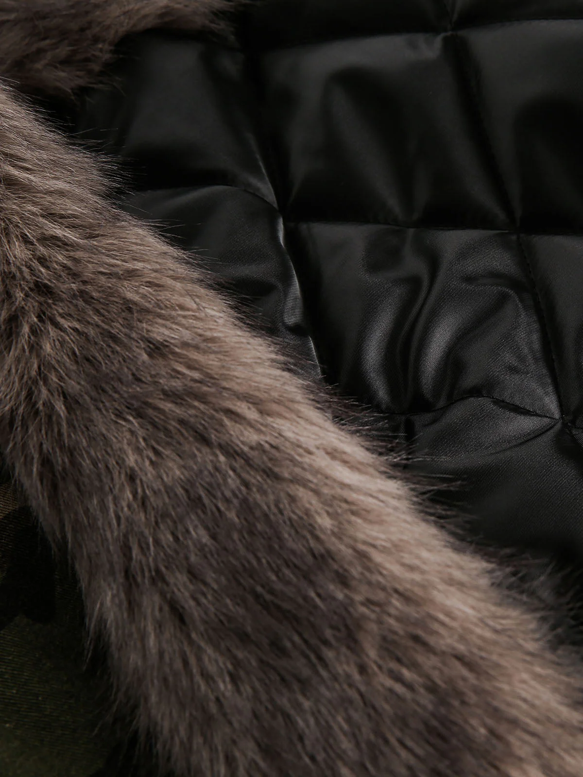 Thesupermade Camouflage Fur Collar Hooded Quilted Jacket - Image 10