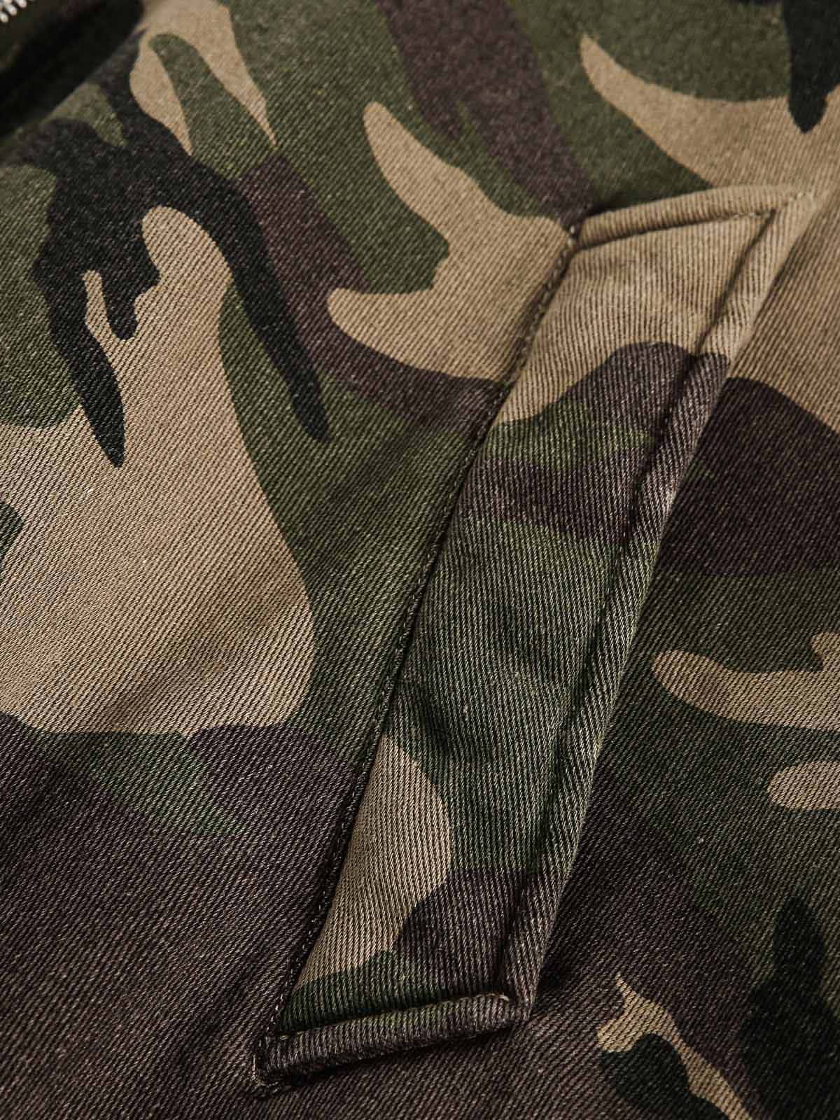 Thesupermade Camouflage Fur Collar Hooded Quilted Jacket - Image 11