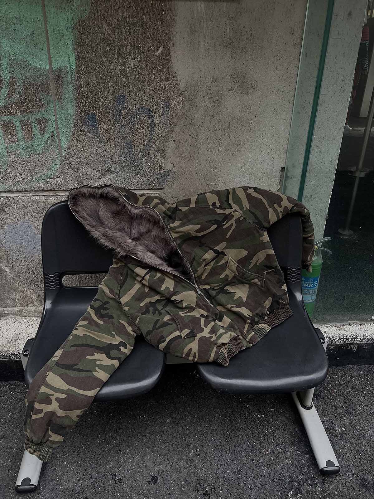 Thesupermade Camouflage Fur Collar Hooded Quilted Jacket - Image 8
