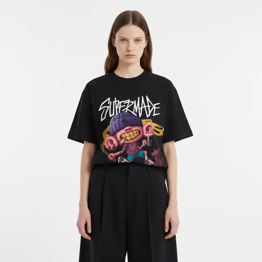Thesupermade Cartoon Graffiti Trendy Weird Kid T-Shirt