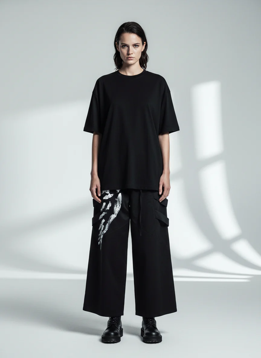 Deconstructed Brushed Silver Ribbon Drawstring Pant - 2177 - Image 3