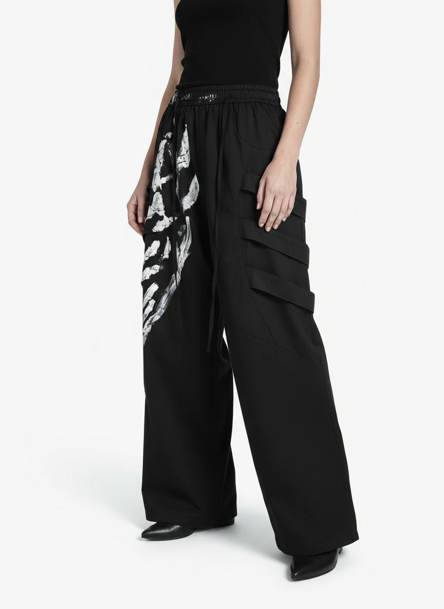 Deconstructed Brushed Silver Ribbon Drawstring Pant - 2177 - Image 6