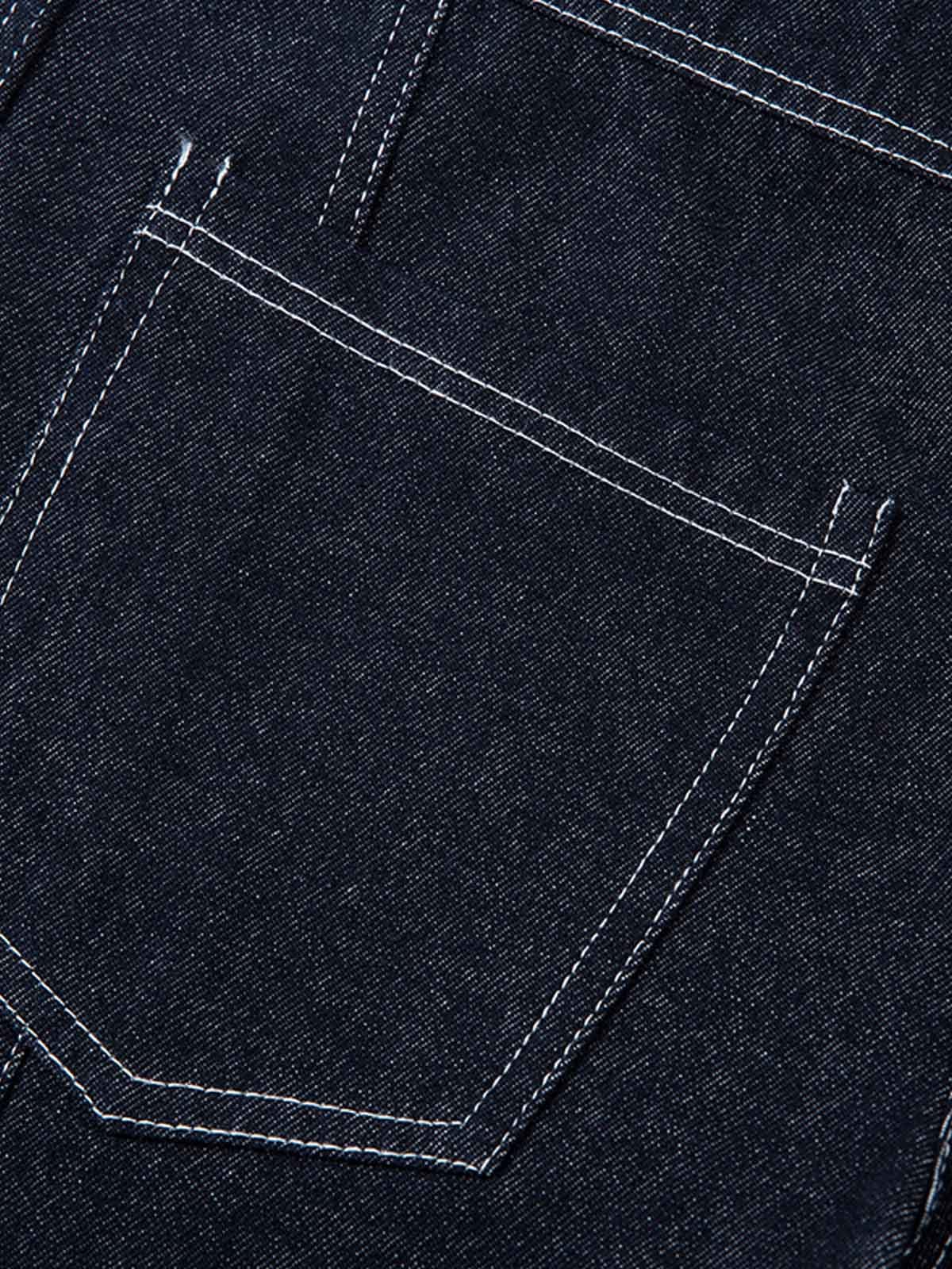 Deconstructed Contrast Stitching Barrel Jeans - 2326 - Image 11