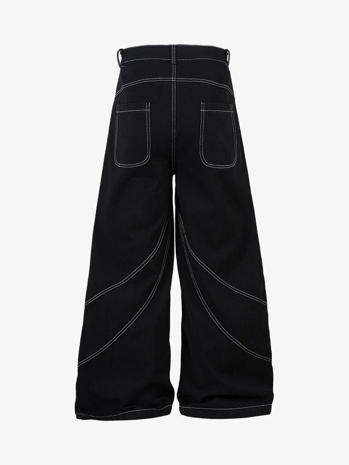 Deconstructed Contrast Embroidered Baggy Jeans - 2330 - Image 2