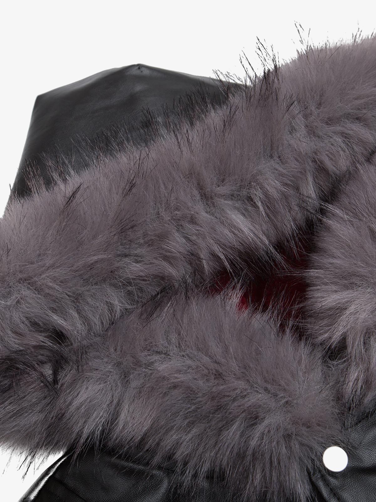 Deconstructed Multi Pocket Fur Hooded PU Leather Jacket - Image 8