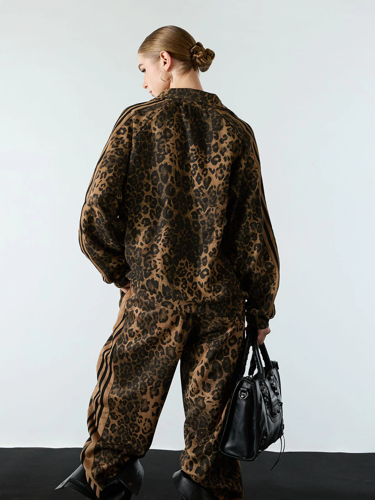French Terry Cheetah Print Suede Tracksuit - 2277 - Image 4