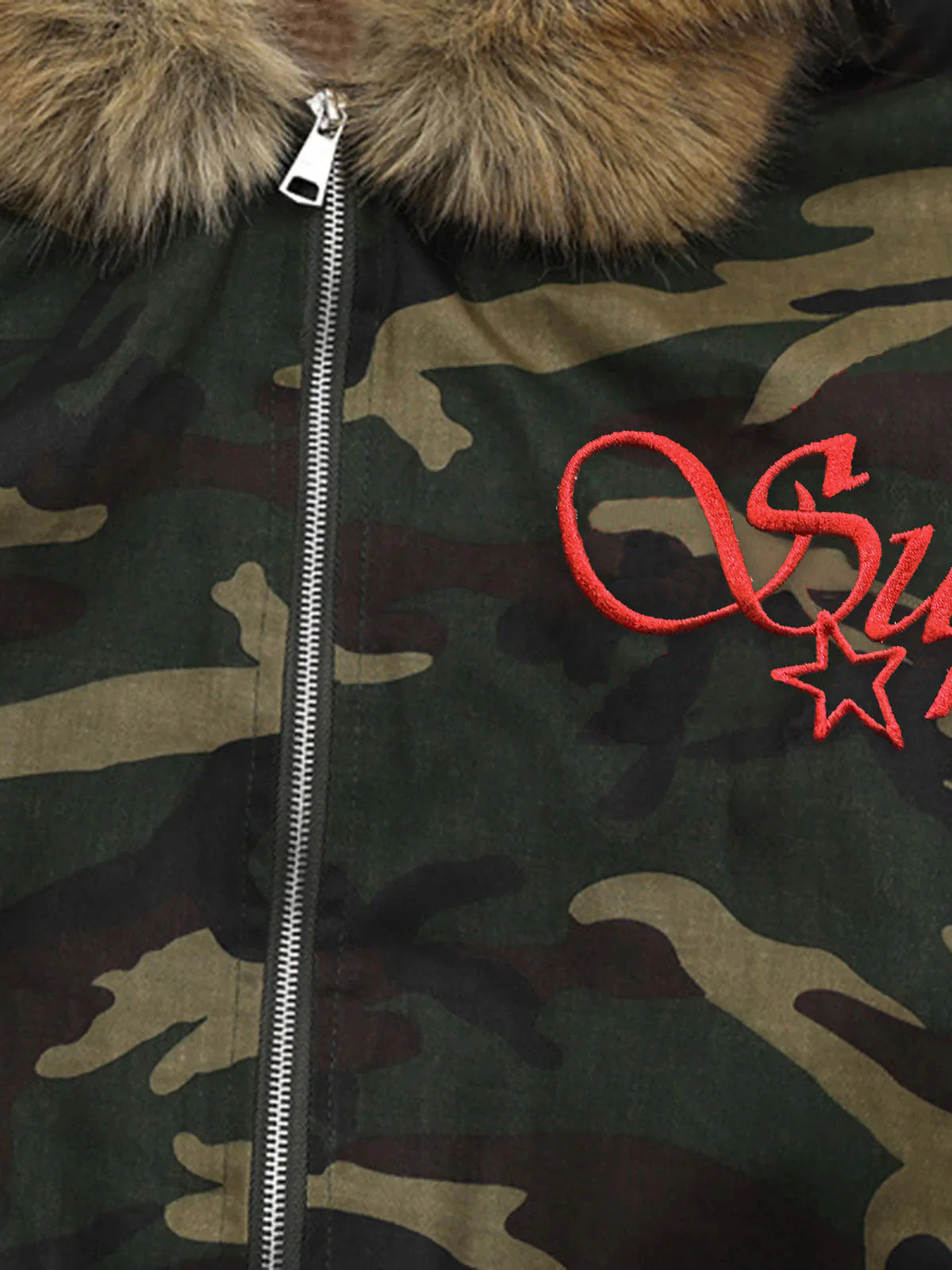 Embroidered Detachable Fur Hooded Jacket - Image 7