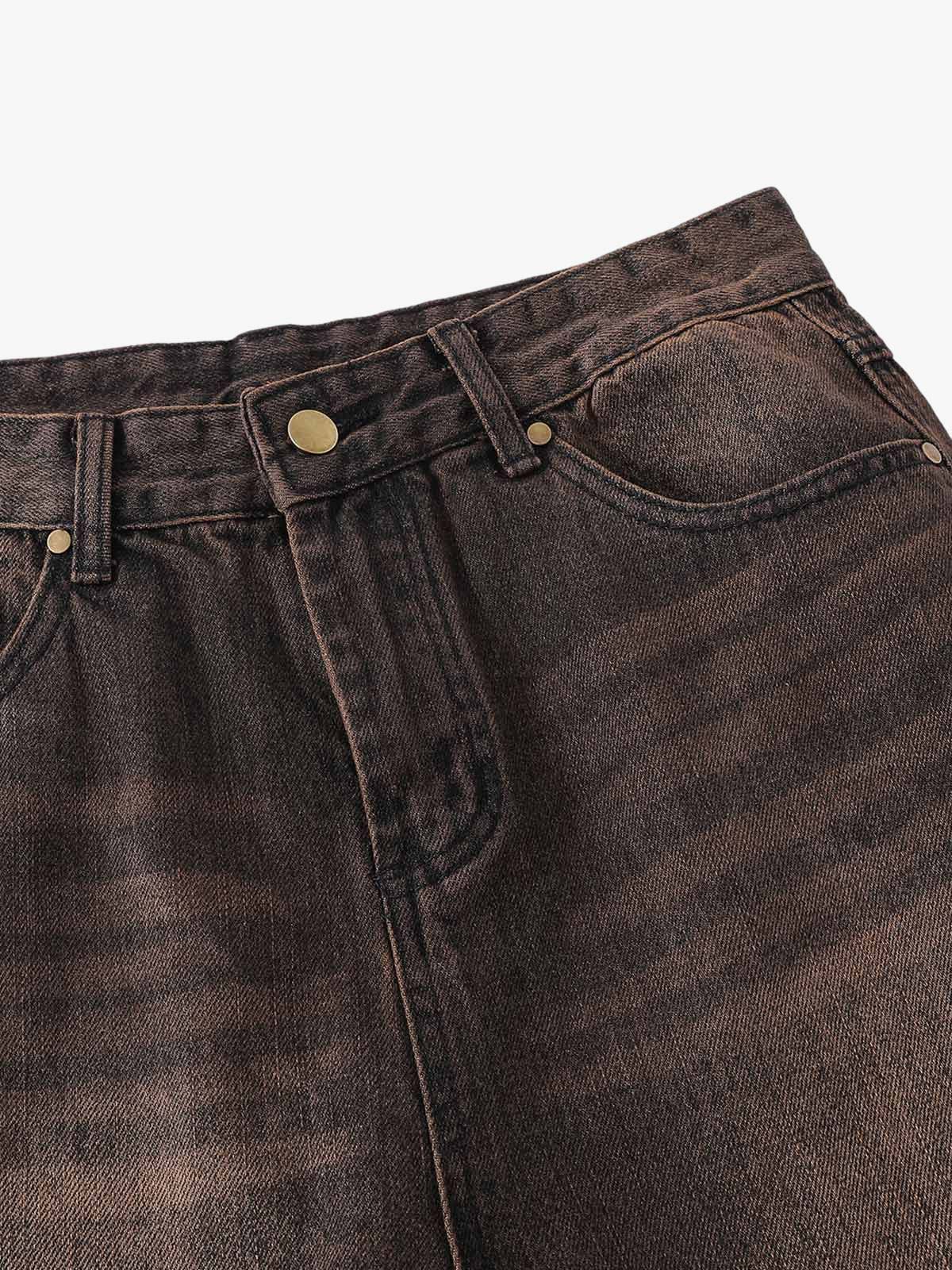 Distressed Washed Denim Cropped Jorts - 2399 - Image 9