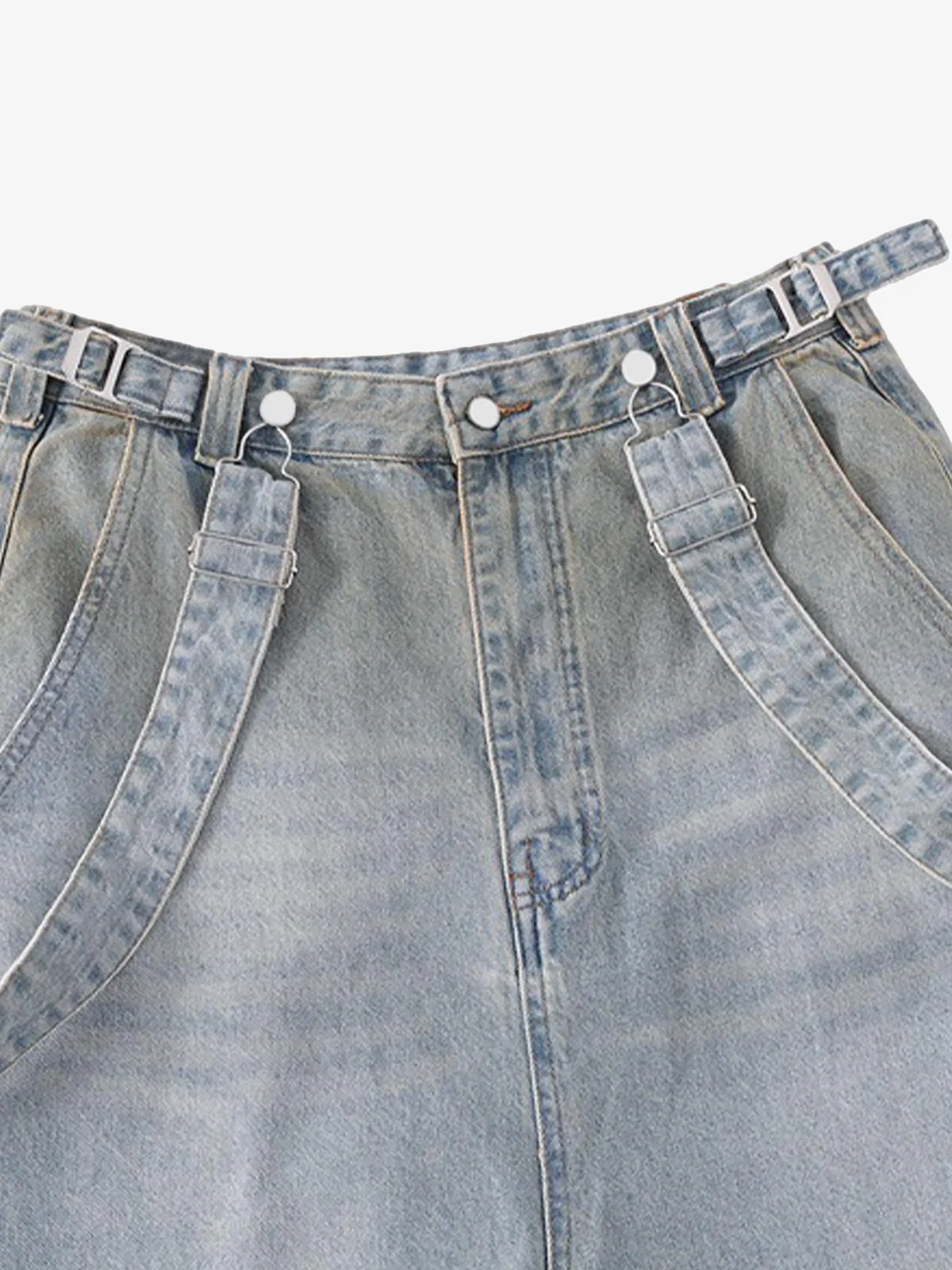 Distressed Washed Detachable Jeans - Image 4