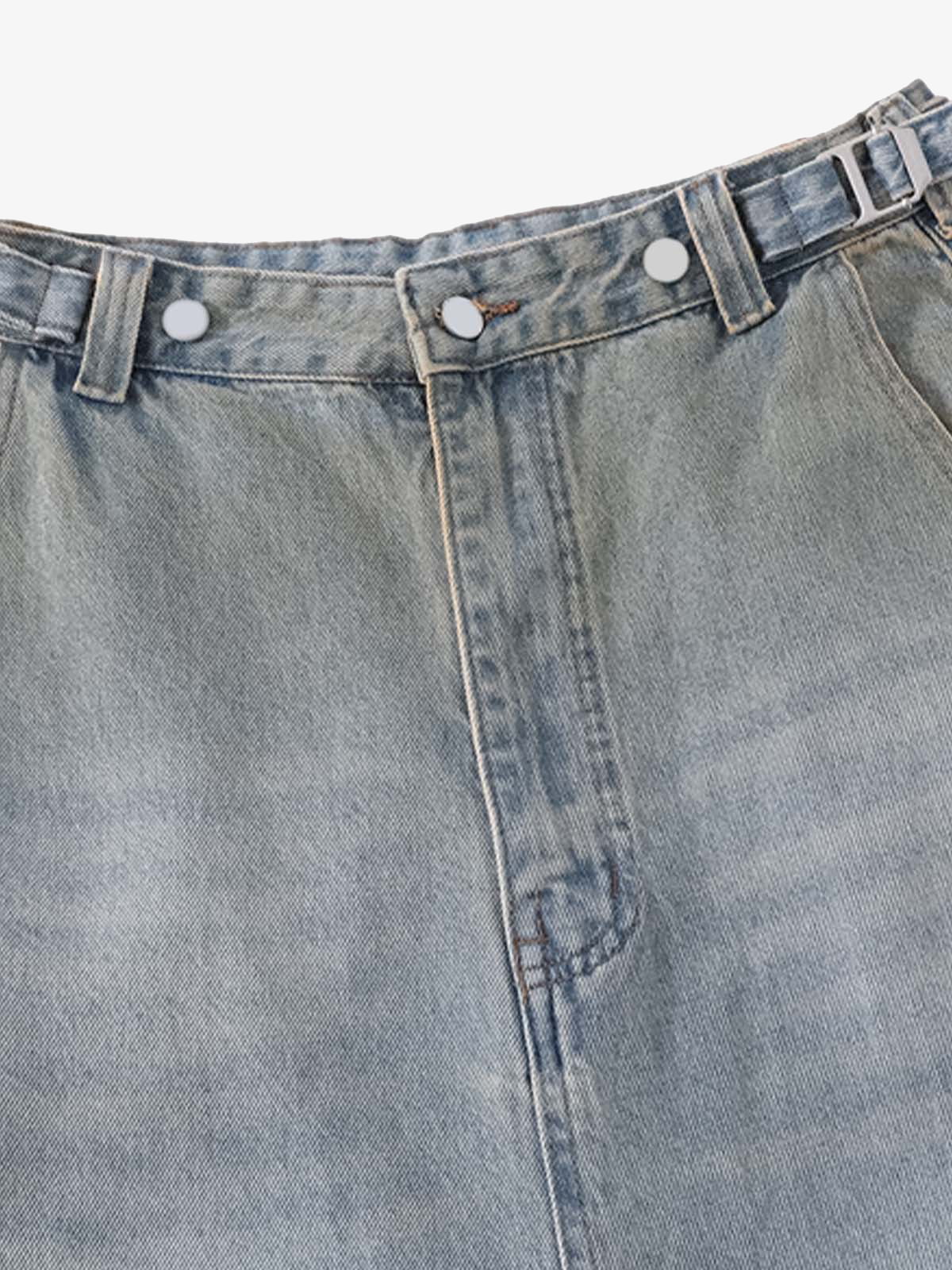 Distressed Washed Detachable Jeans - Image 5
