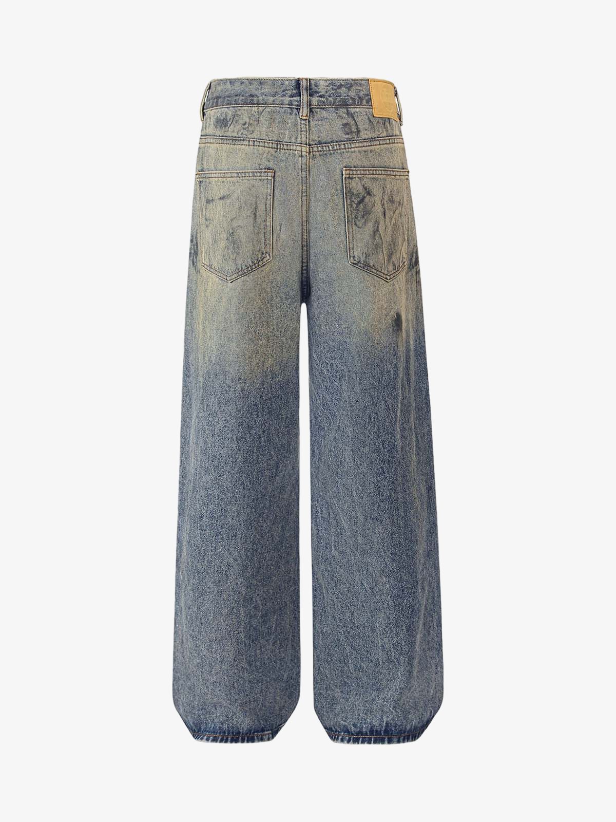 Thesupermade Distressed Washed Ink Splashed Straight Jeans - Image 2