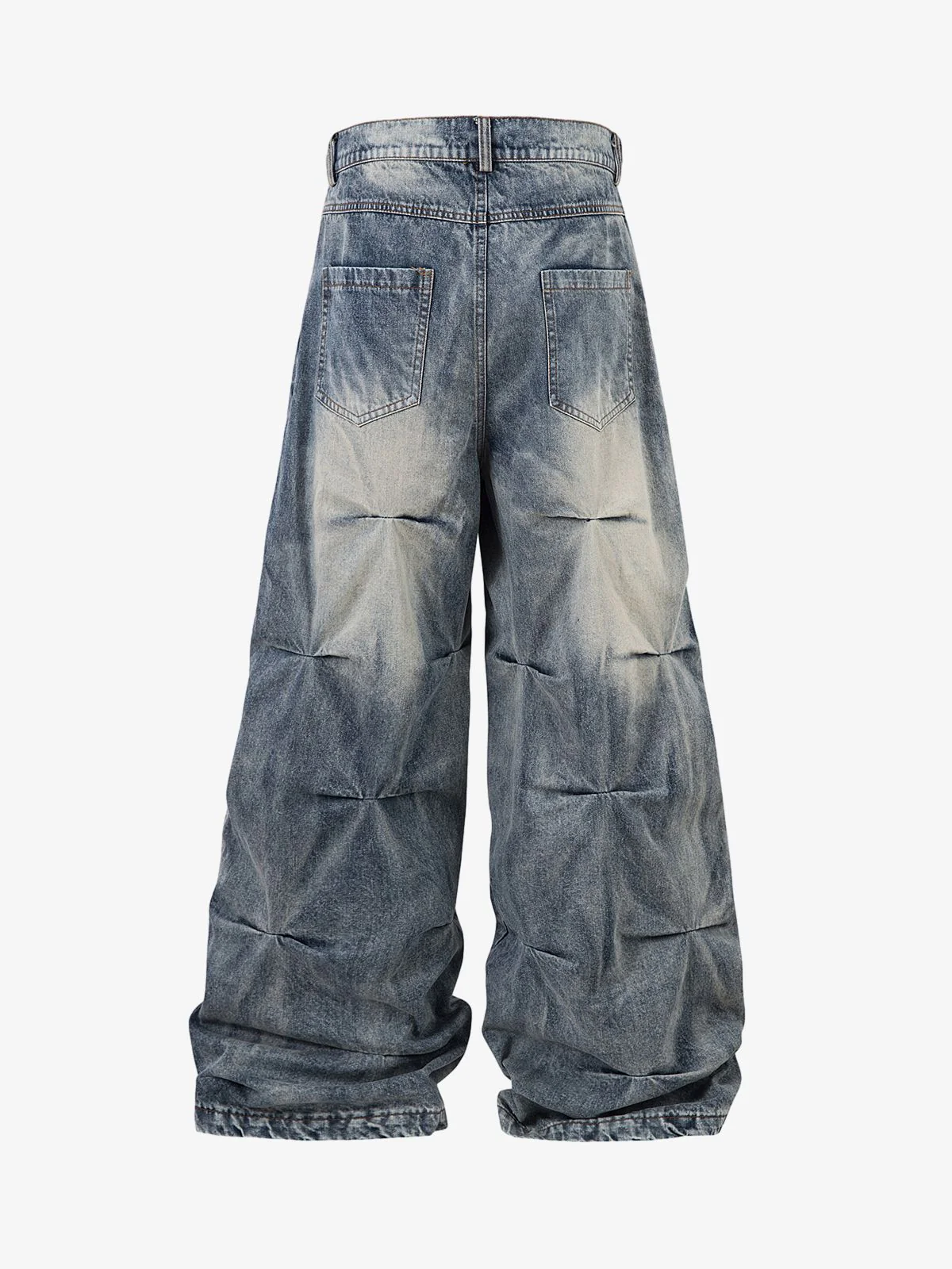 Distressed Washed Pleated Jeans - Image 7