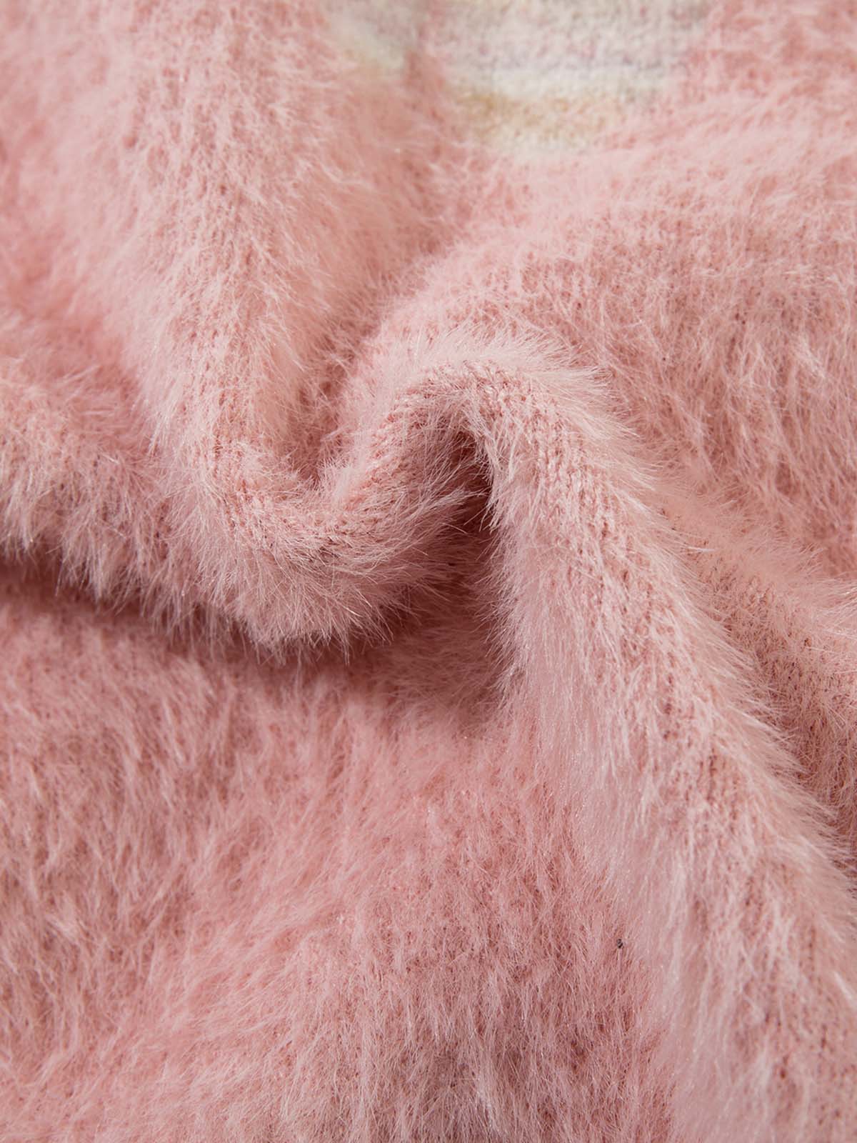 Thesupermade Flame Embroidery Fuzzy Zipper Sweater - Image 3