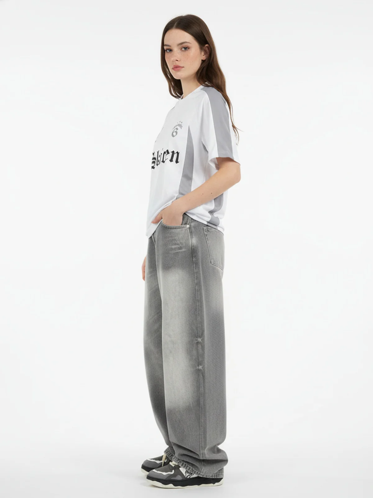 Thesupermade Gothic Font Jersey Street Rap T-Shirt - Image 6
