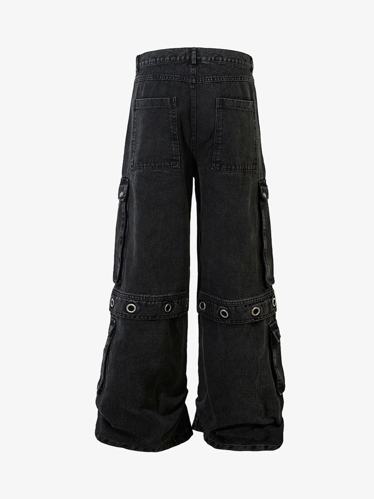 Grommet Design Multi-Pocket Cargo Jeans - Image 3