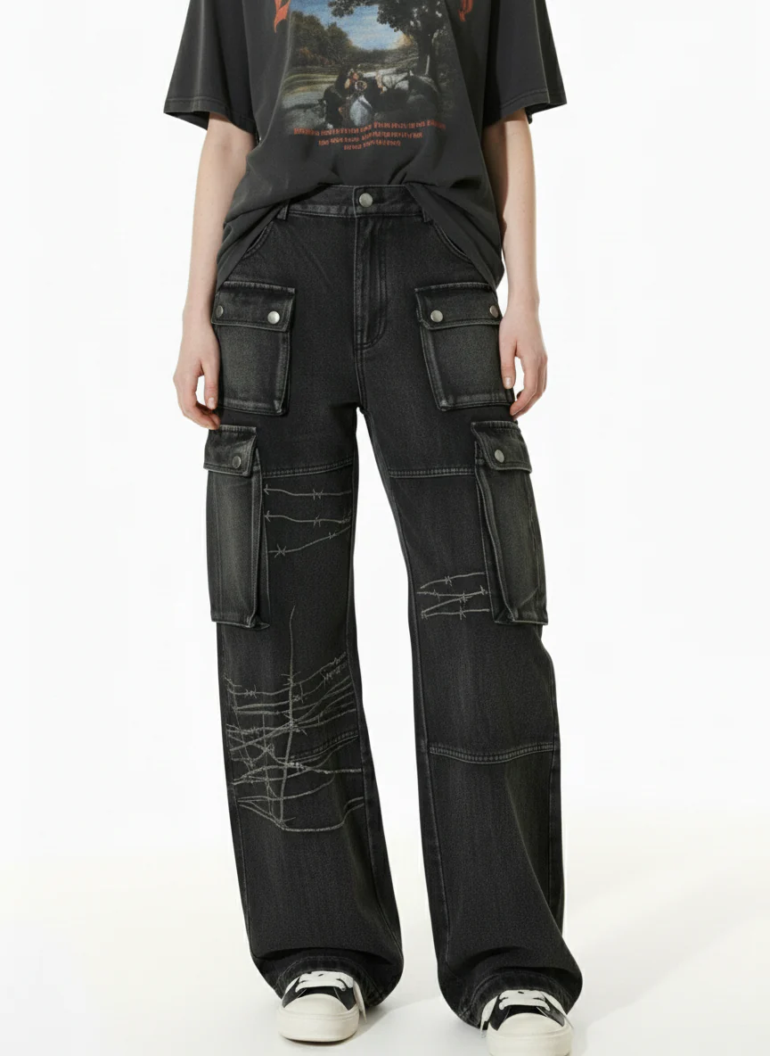 Thesupermade High Street Embroidery Hip-Hop Jeans - 2122 - Image 3