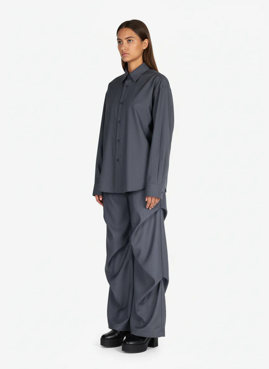 Woven Retro Cleanfit Pleated Drape Pants - Image 4