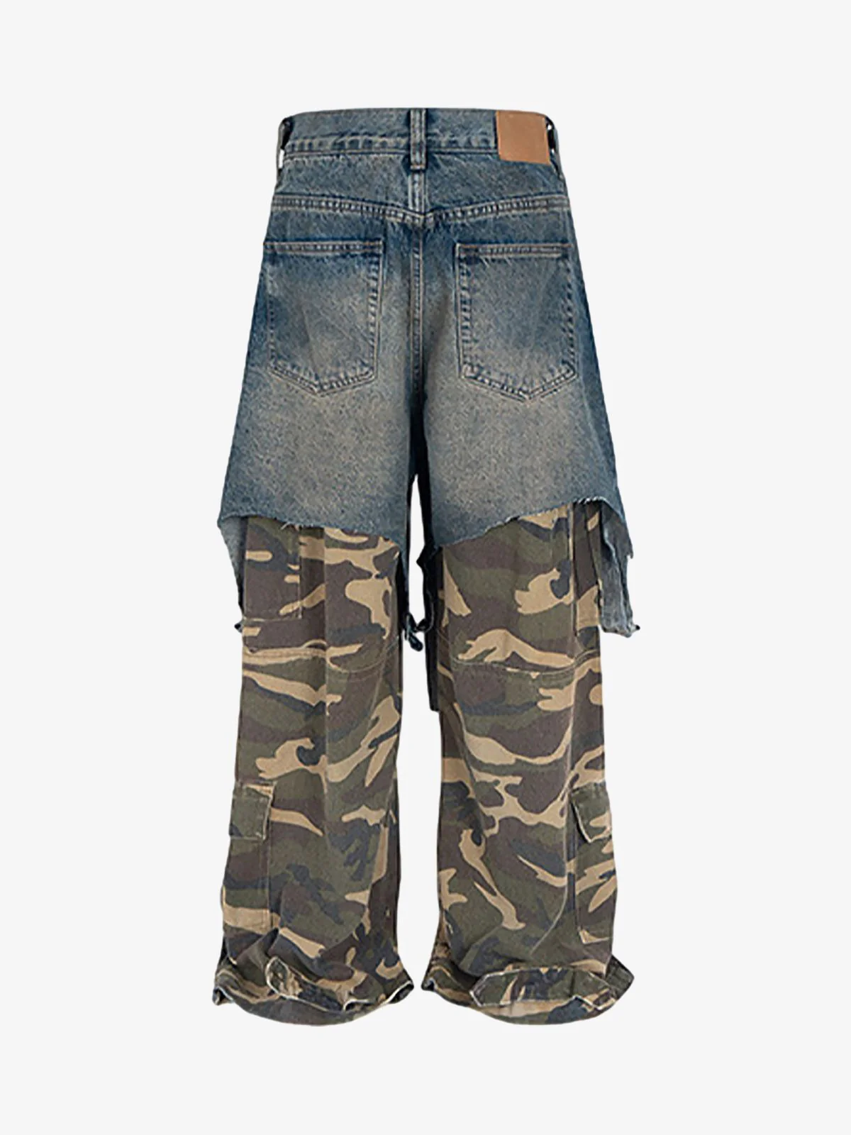 Retro Stitching Faux Two-Piece Camouflage Jeans - 2413 - Image 5