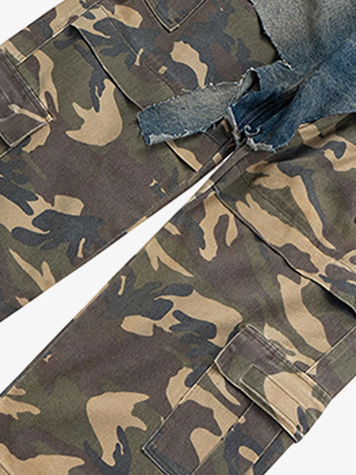 Retro Stitching Faux Two-Piece Camouflage Jeans - 2413 - Image 6