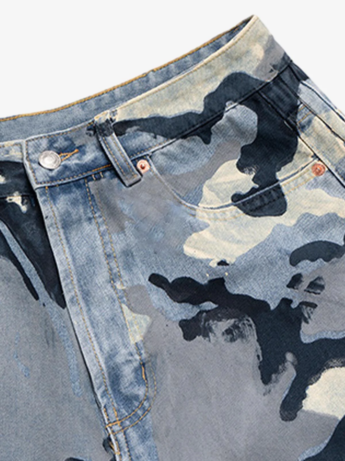 Street Retro Camouflage Baggy Jeans - 2395 - Image 13