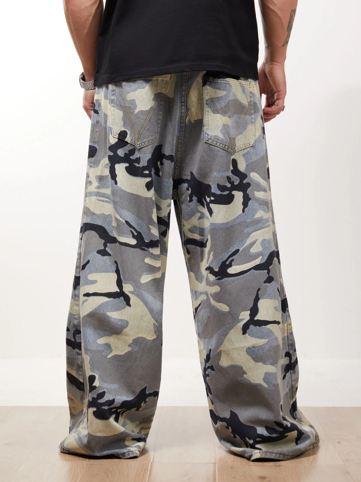 Street Retro Camouflage Baggy Jeans - 2395 - Image 2
