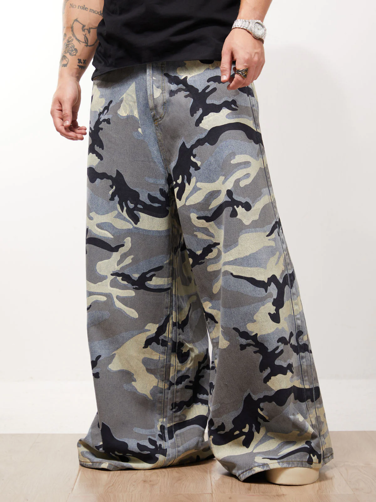 Street Retro Camouflage Baggy Jeans - 2395 - Image 3