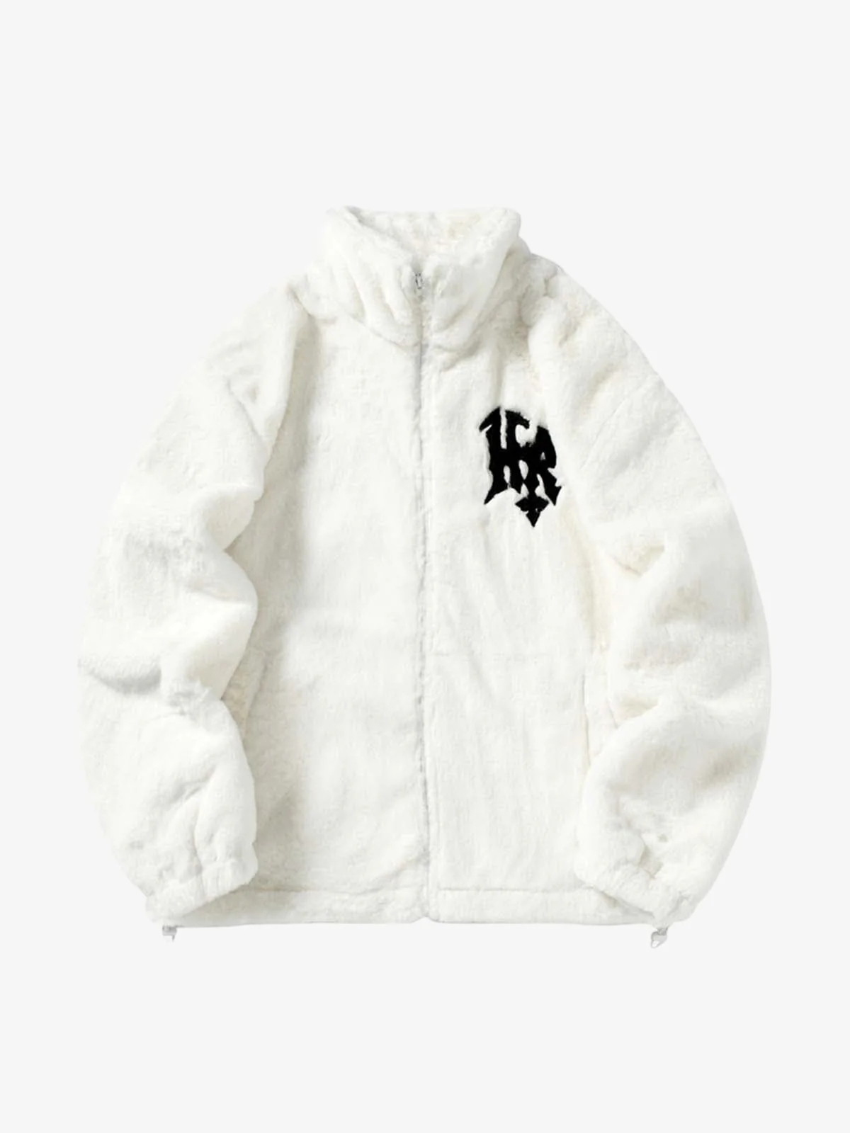 Thesupermade Hip-Hop Letter Stand Collar Fur Jacket - 1908 - Image 5