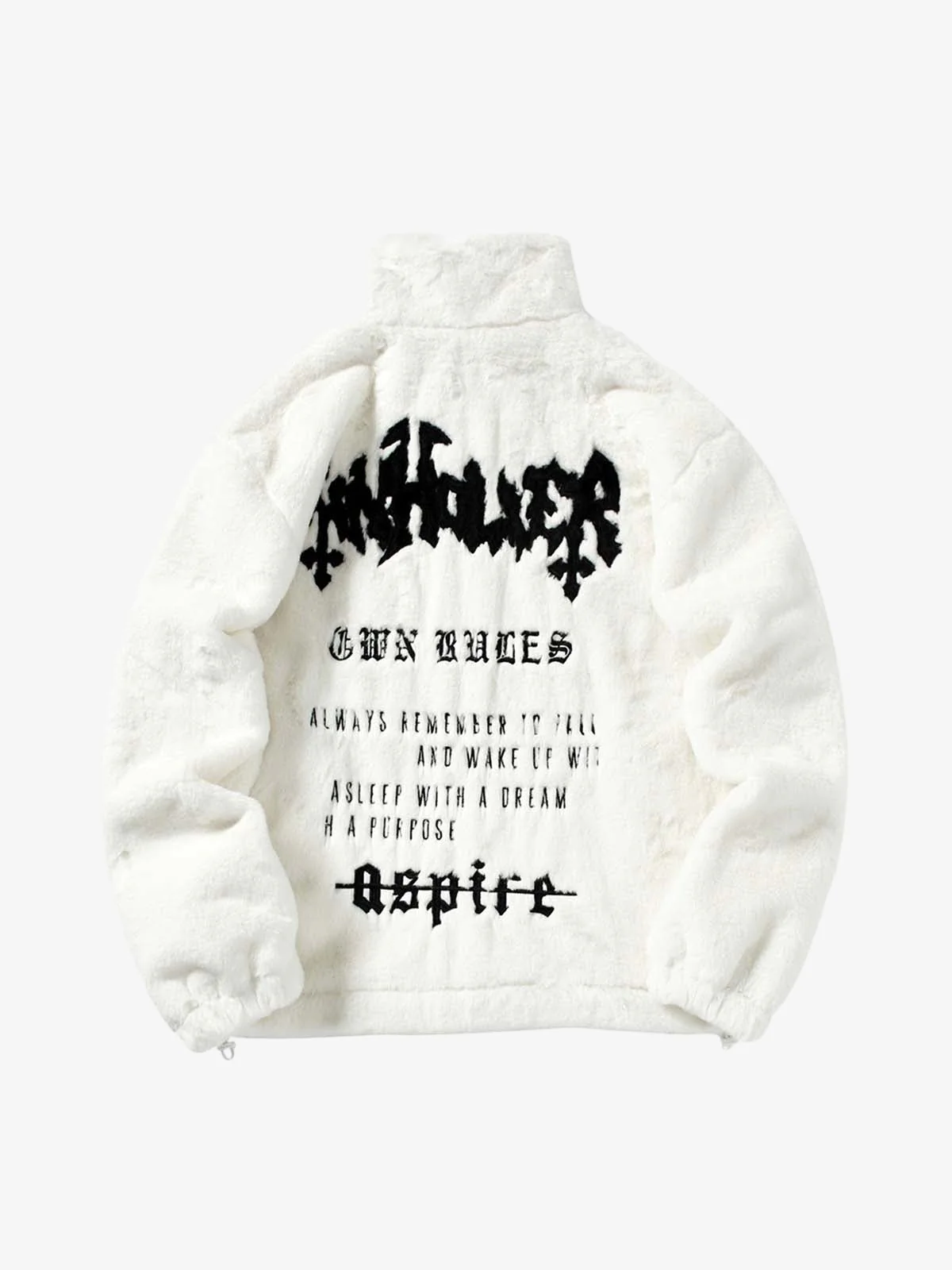 Thesupermade Hip-Hop Letter Stand Collar Fur Jacket - 1908 - Image 6