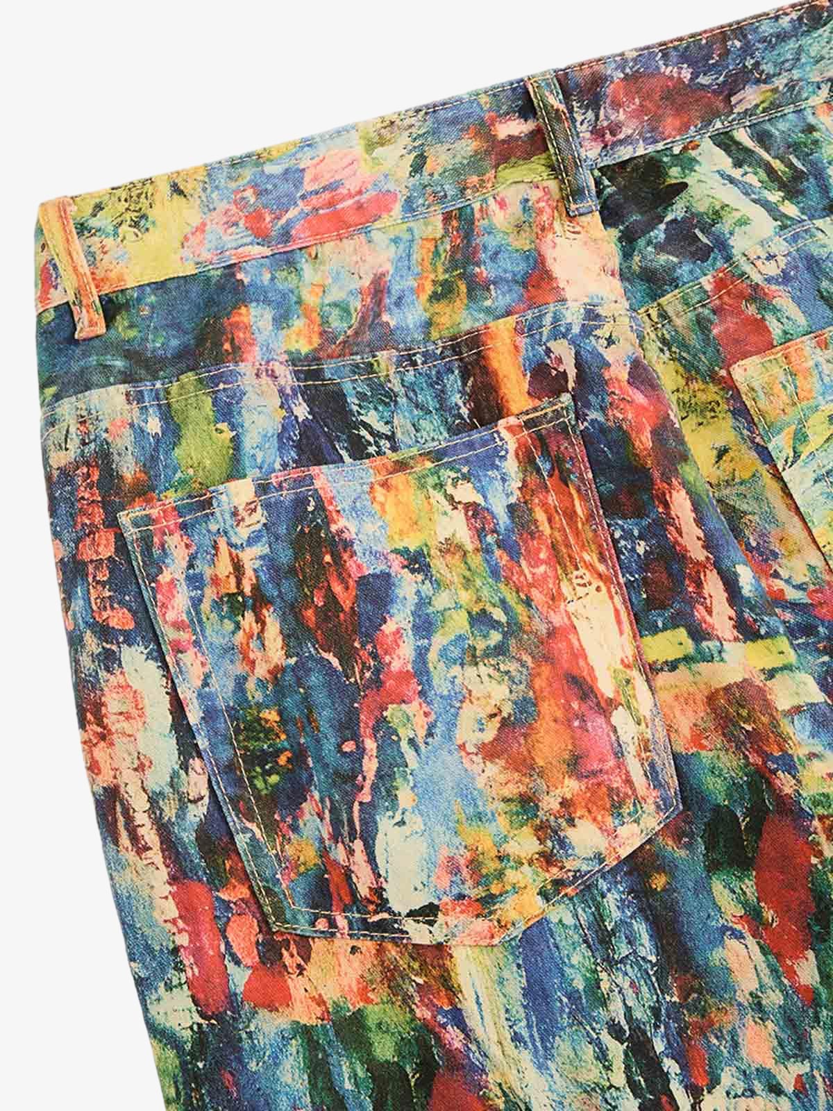Street Oil Painting Color Straight Jeans - 2348 - Image 13