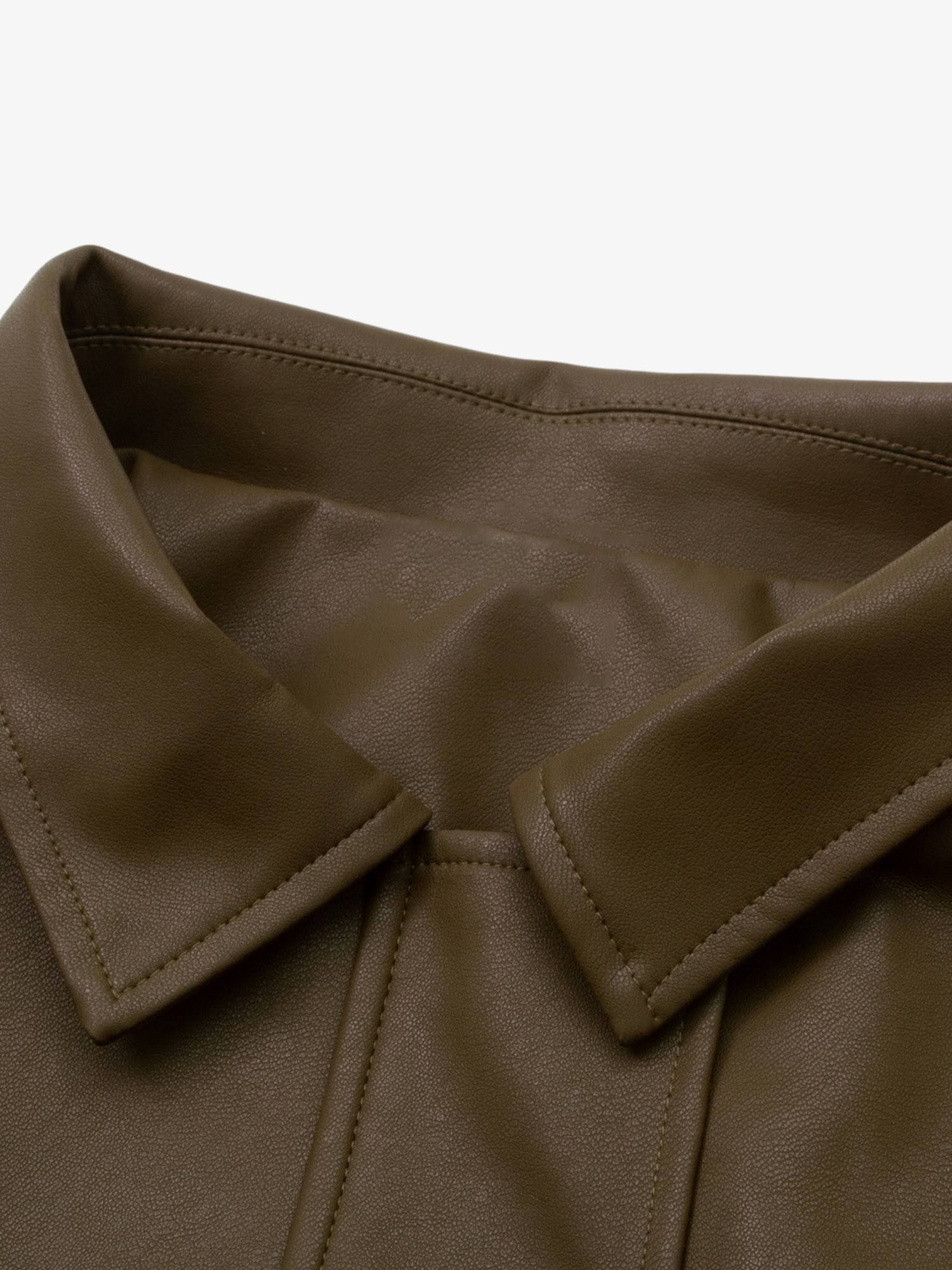 Thesupermade Lettering Embroidered Leather Bomber Jacket - 2485 - Image 3