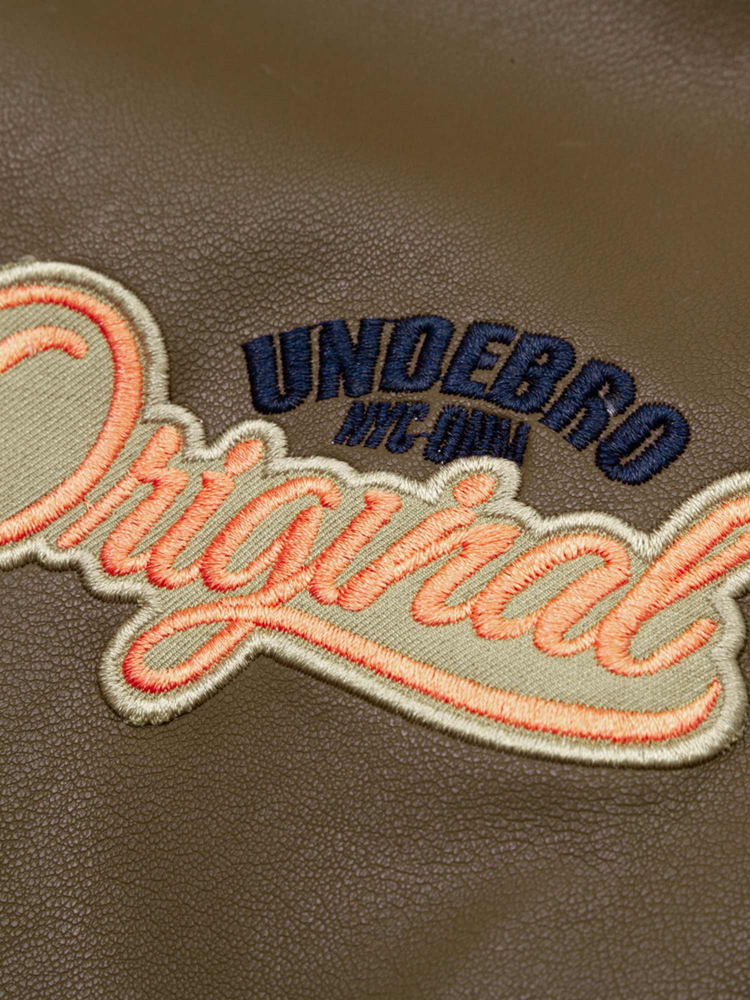 Thesupermade Lettering Embroidered Leather Bomber Jacket - 2485 - Image 6