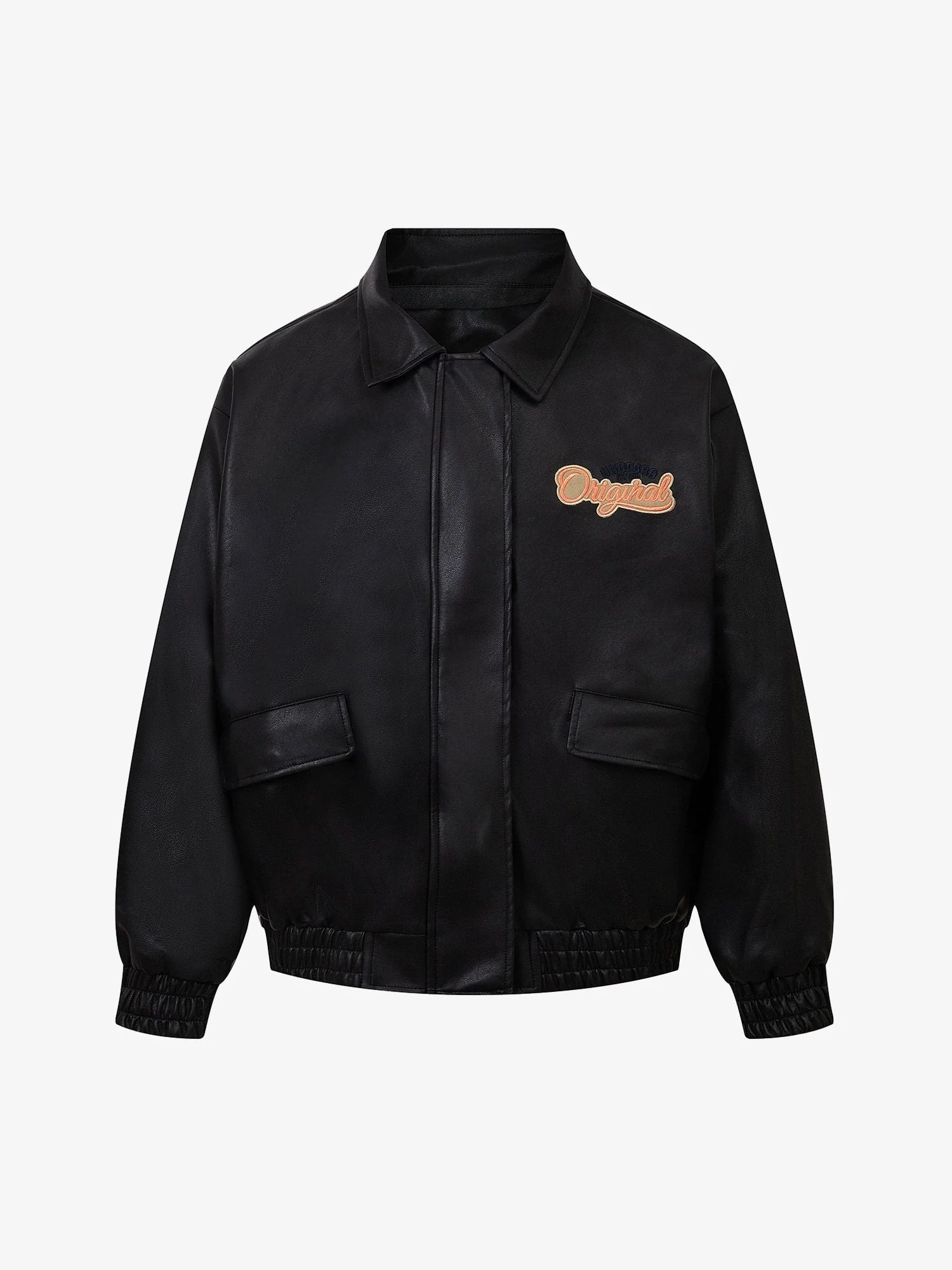 Thesupermade Lettering Embroidered Leather Bomber Jacket - 2485 - Image 8