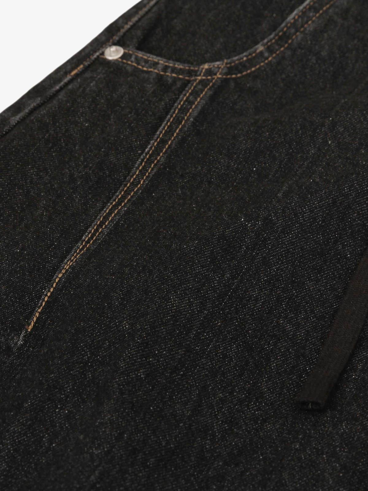 Patchwork Plaid Pleated Baggy Barrel Jeans - 2334 - Image 11