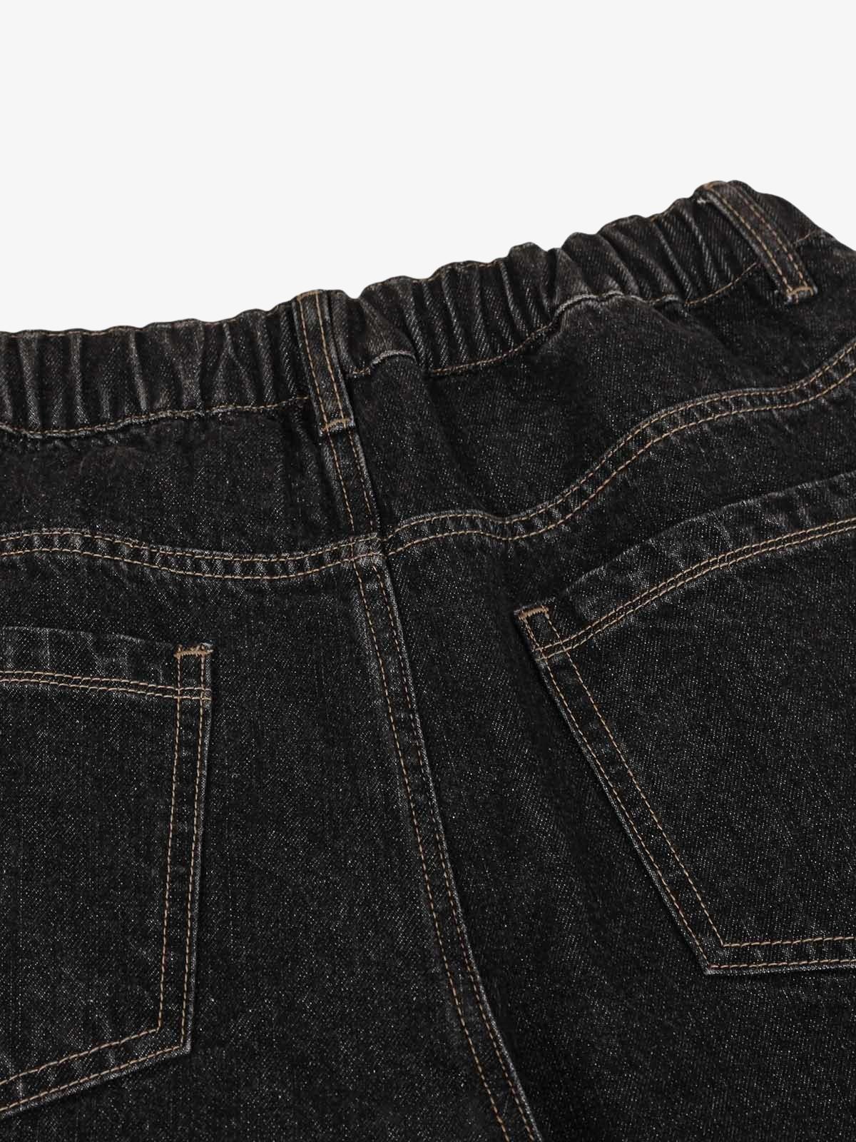 Patchwork Plaid Pleated Baggy Barrel Jeans - 2334 - Image 8
