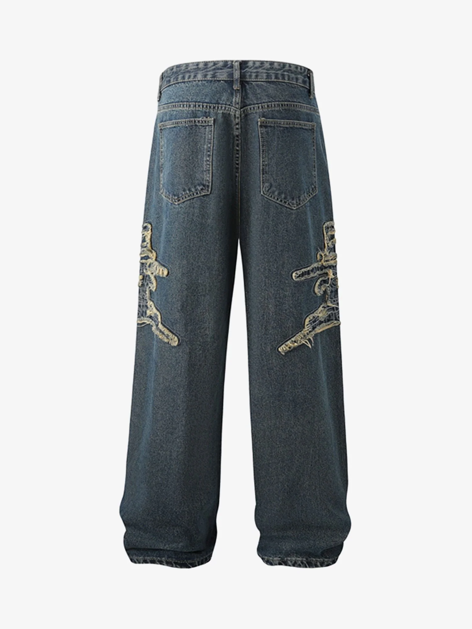 Thesupermade Raw Edge Patch Straight Jeans - Image 2