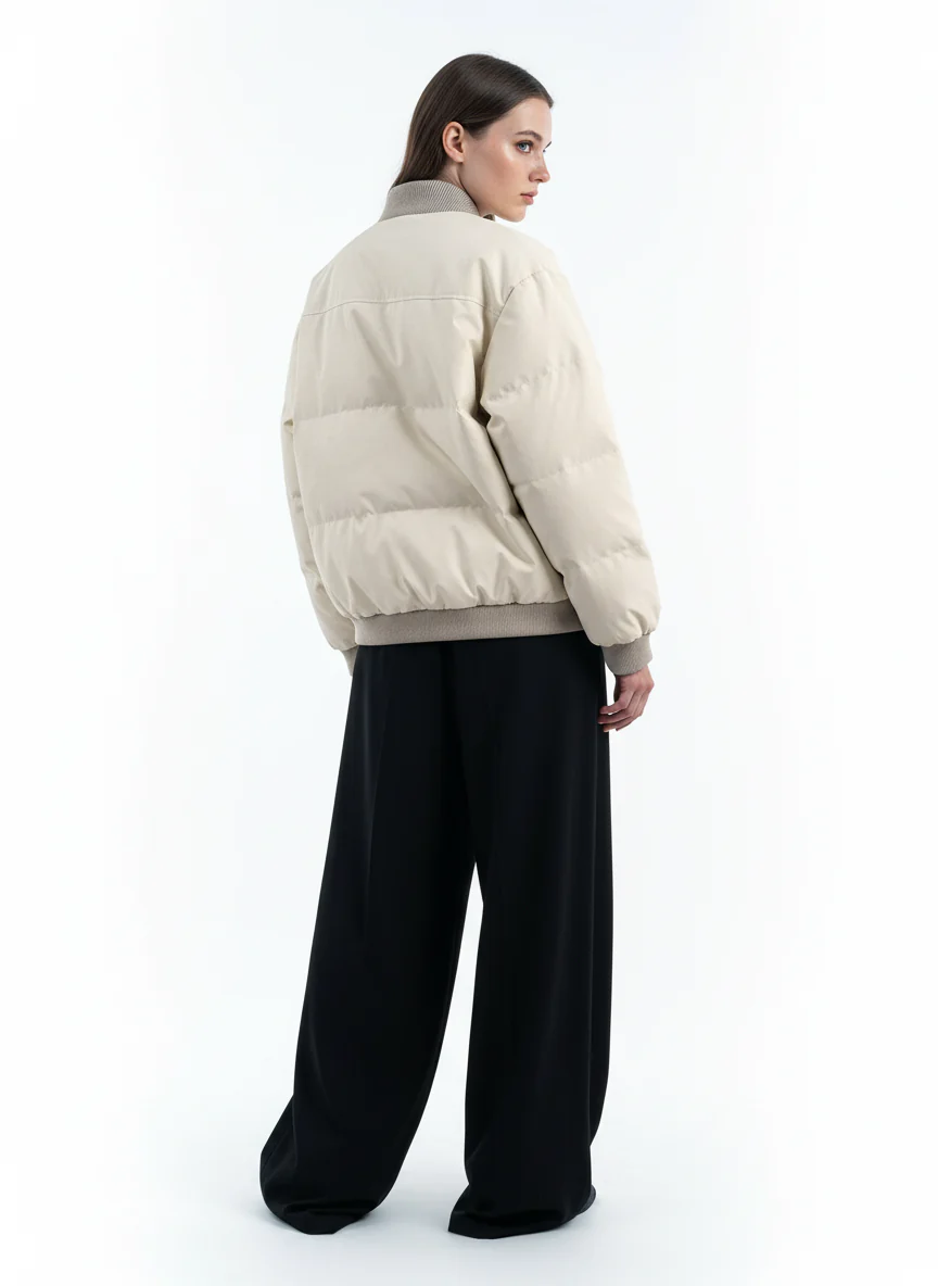 Retro Patchwork Multi Pocket Puffer Bomber Jacket - Image 5