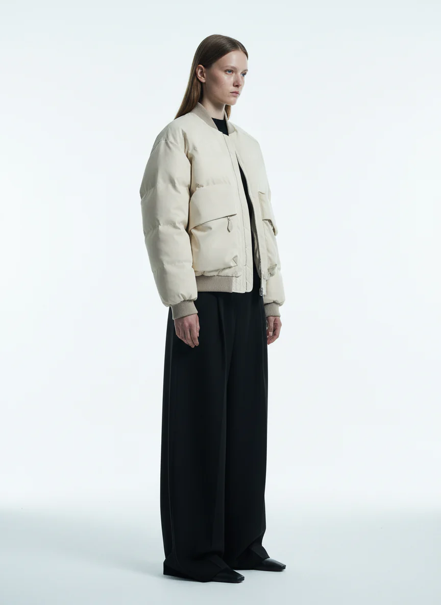 Retro Patchwork Multi Pocket Puffer Bomber Jacket - Image 6