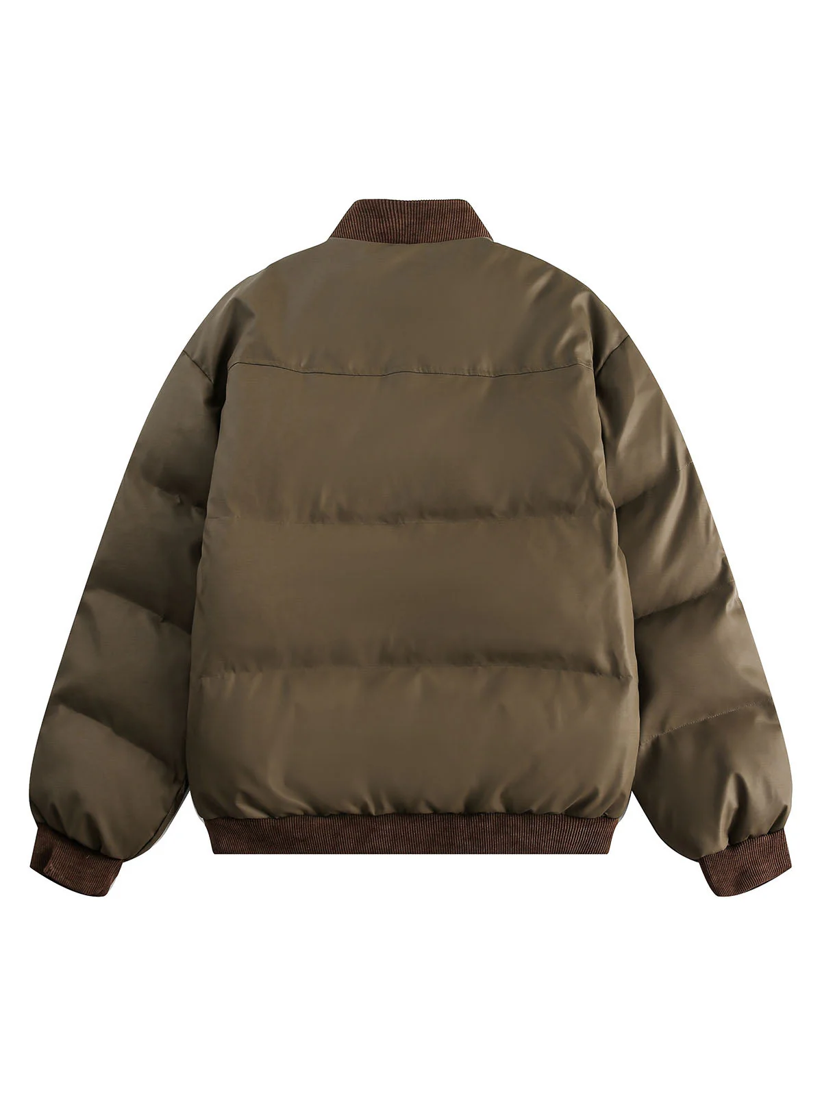 Retro Patchwork Multi Pocket Puffer Bomber Jacket - Image 9