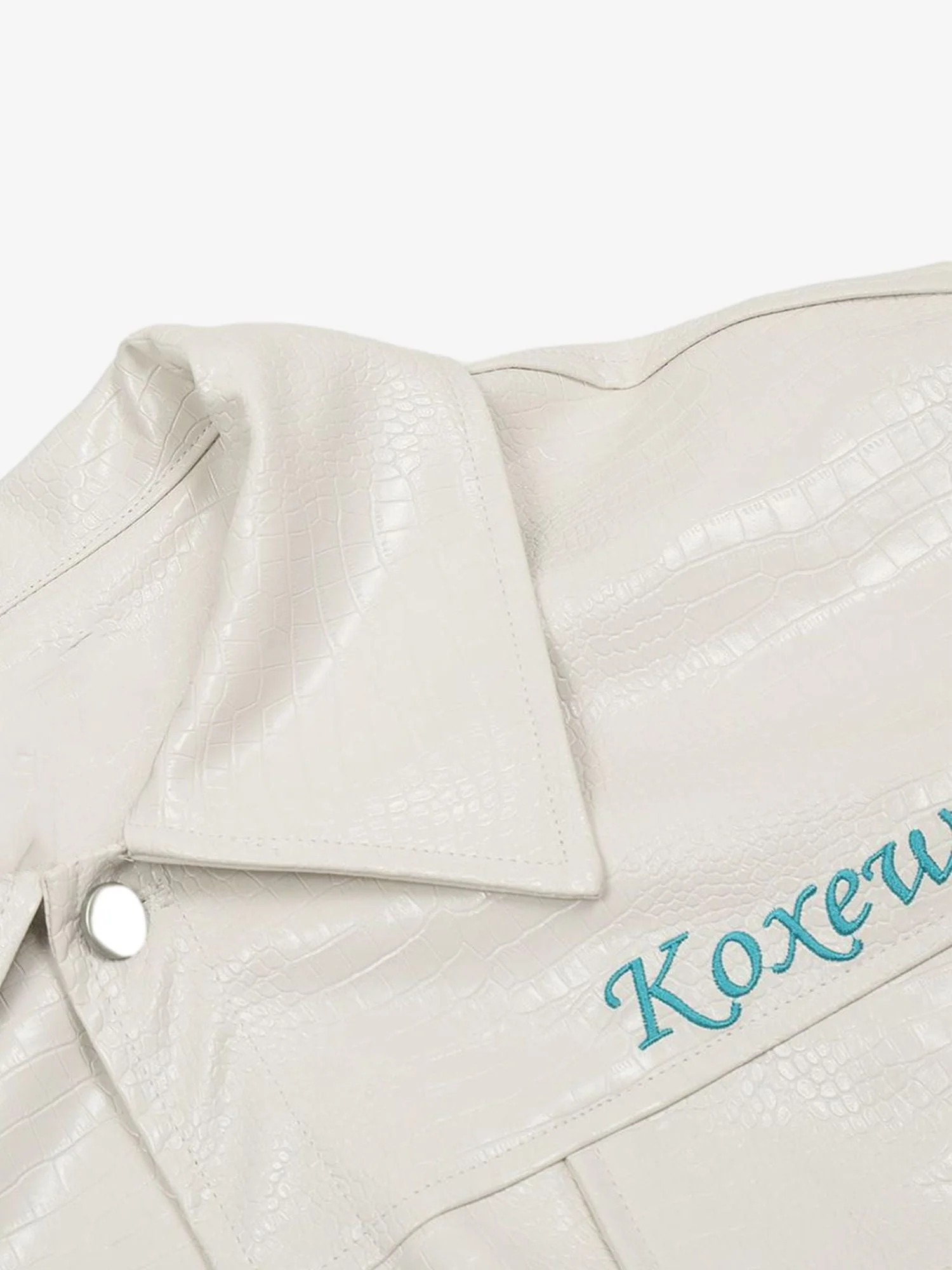 Thesupermade Star Embroidered PU Leather Jacket - 2358 - Image 8