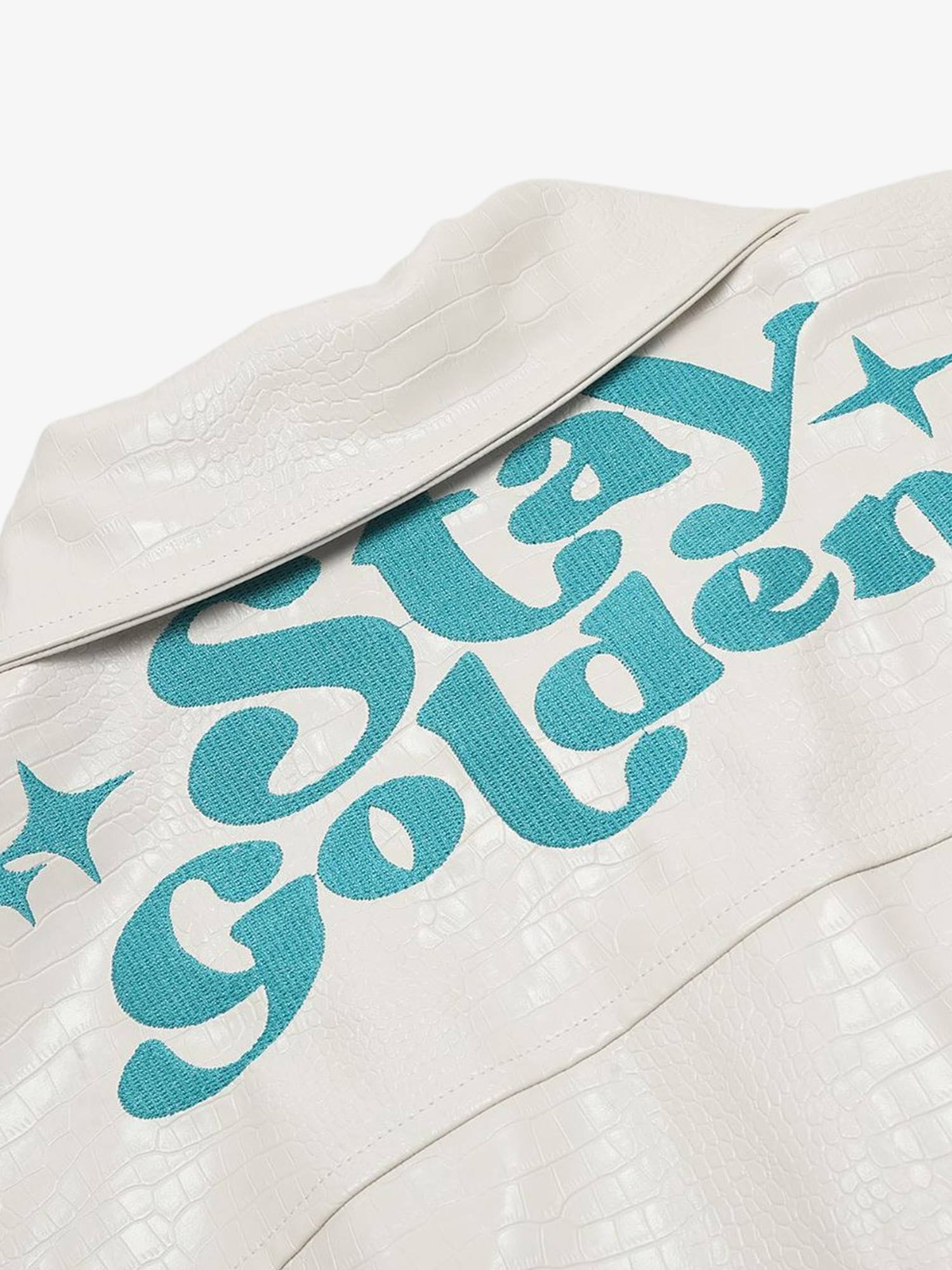 Thesupermade Star Embroidered PU Leather Jacket - 2358 - Image 9