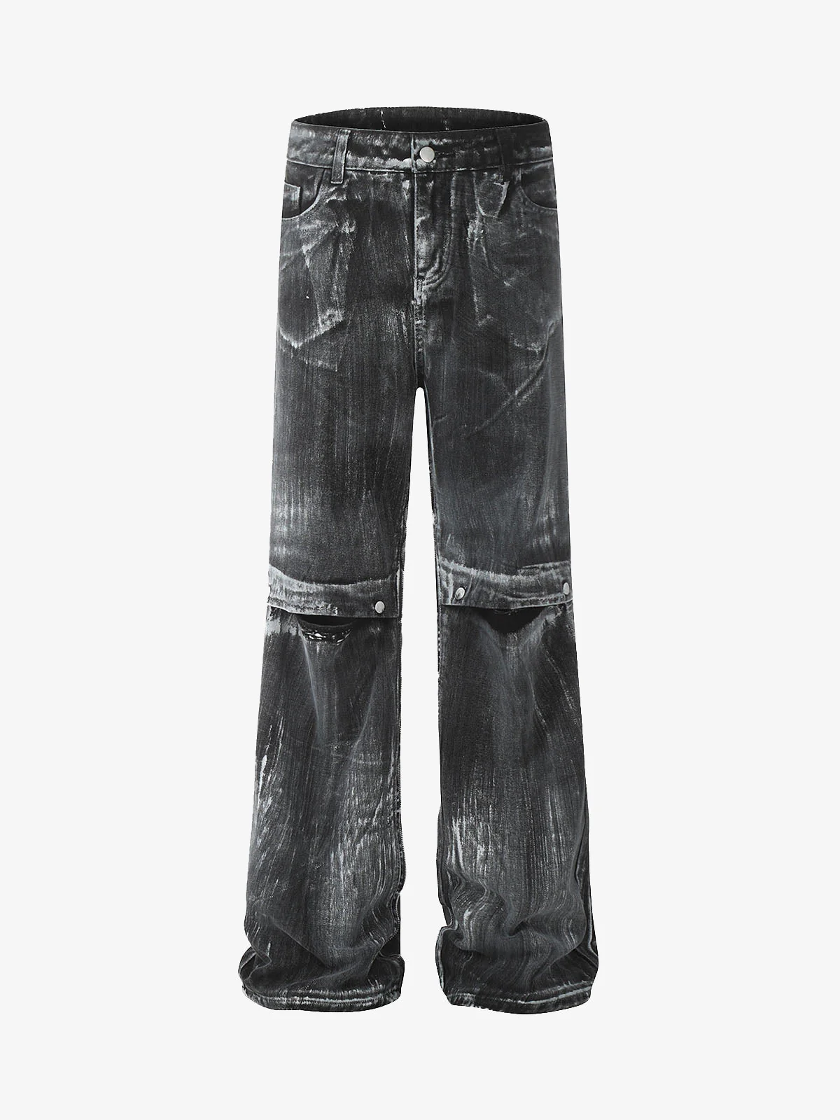 Street Batik Deconstructed Split Jeans