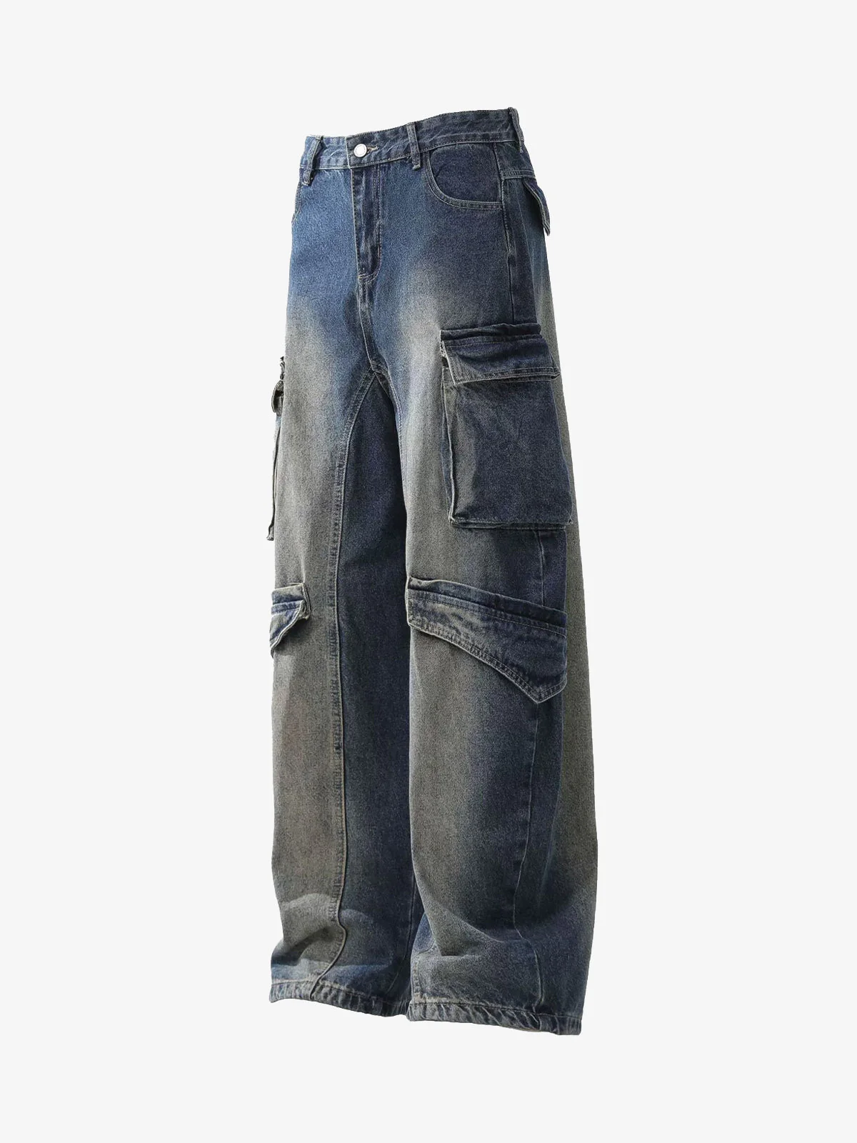 Heavy Washed Workwear Baggy Barrel Jeans - 2337 - Image 2