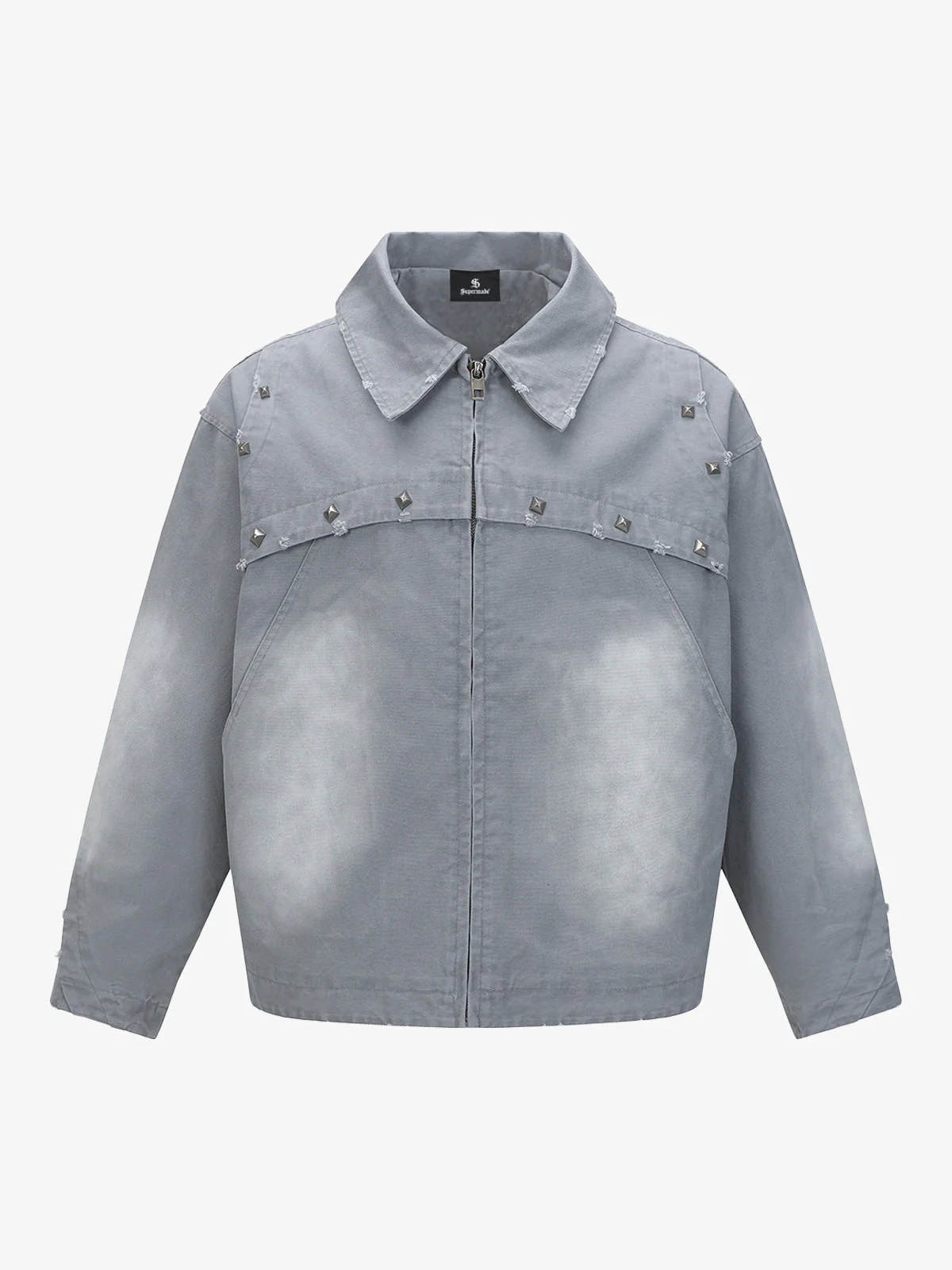 Thesupermade Street Punk Heavy-duty Studded Distressed Jacket