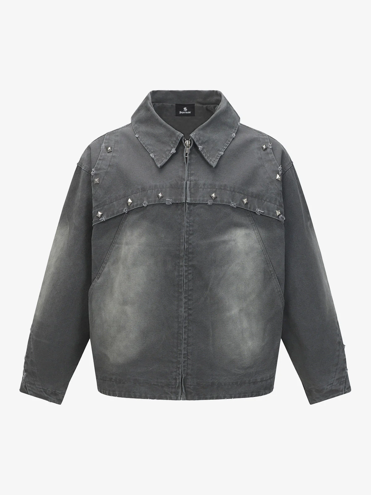 Thesupermade Street Punk Heavy-duty Studded Distressed Jacket - Image 2