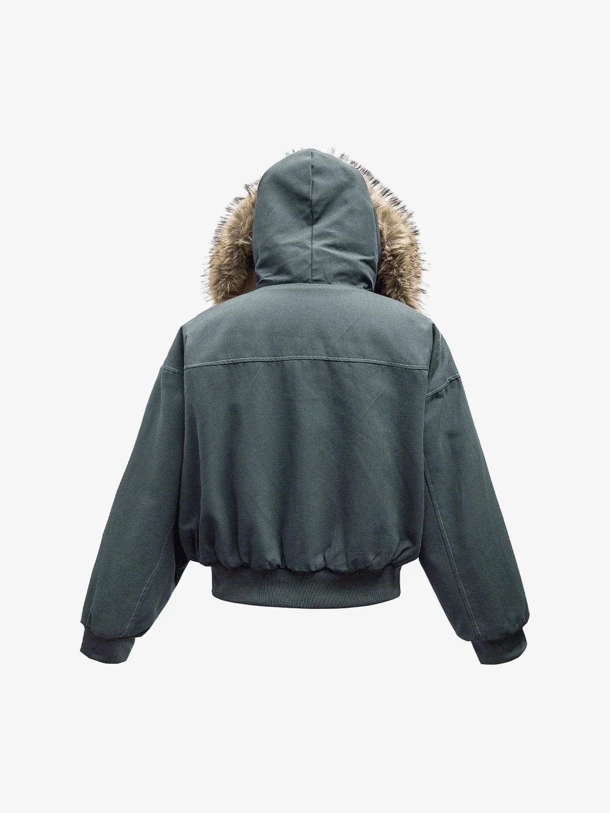 Faux Fur Lined Zip Up Hooded Bomber Jacket - Image 11