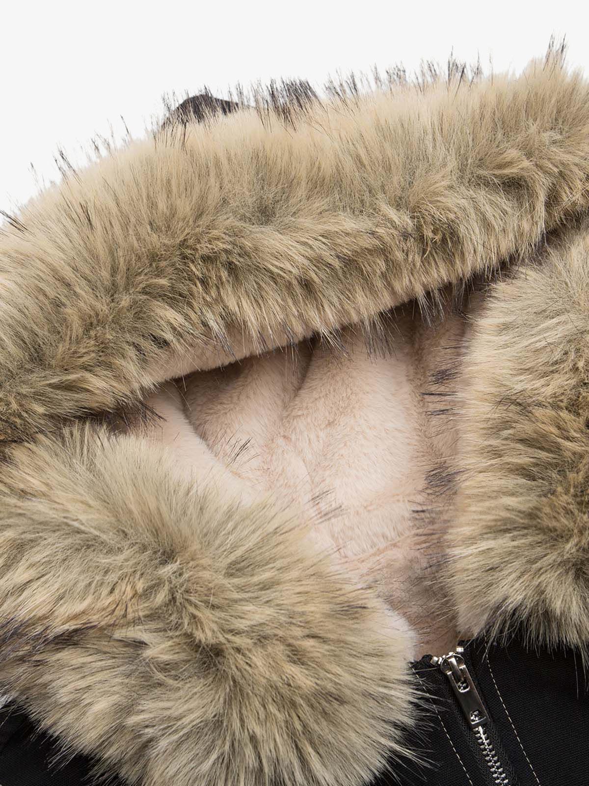 Faux Fur Lined Zip Up Hooded Bomber Jacket - Image 13