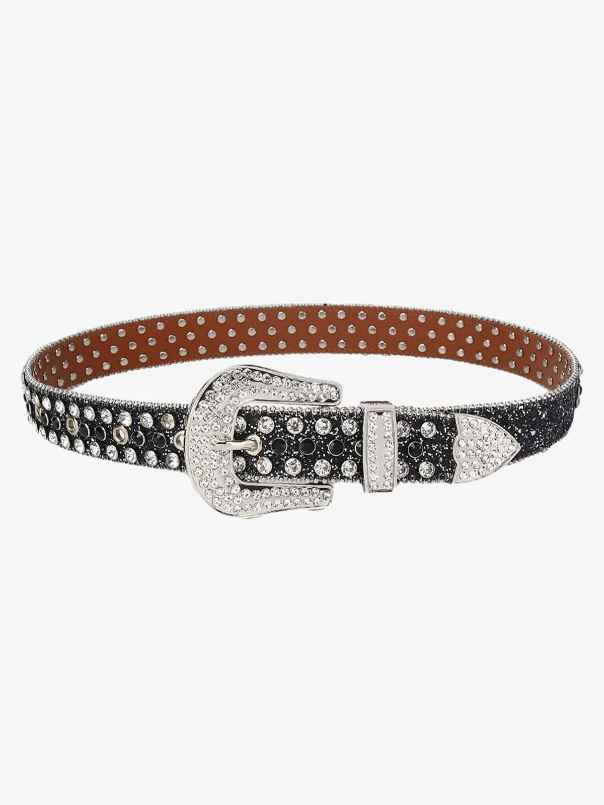 Thesupermade Studded Rhinestone Hip Hop Belt - 1691 - Image 2