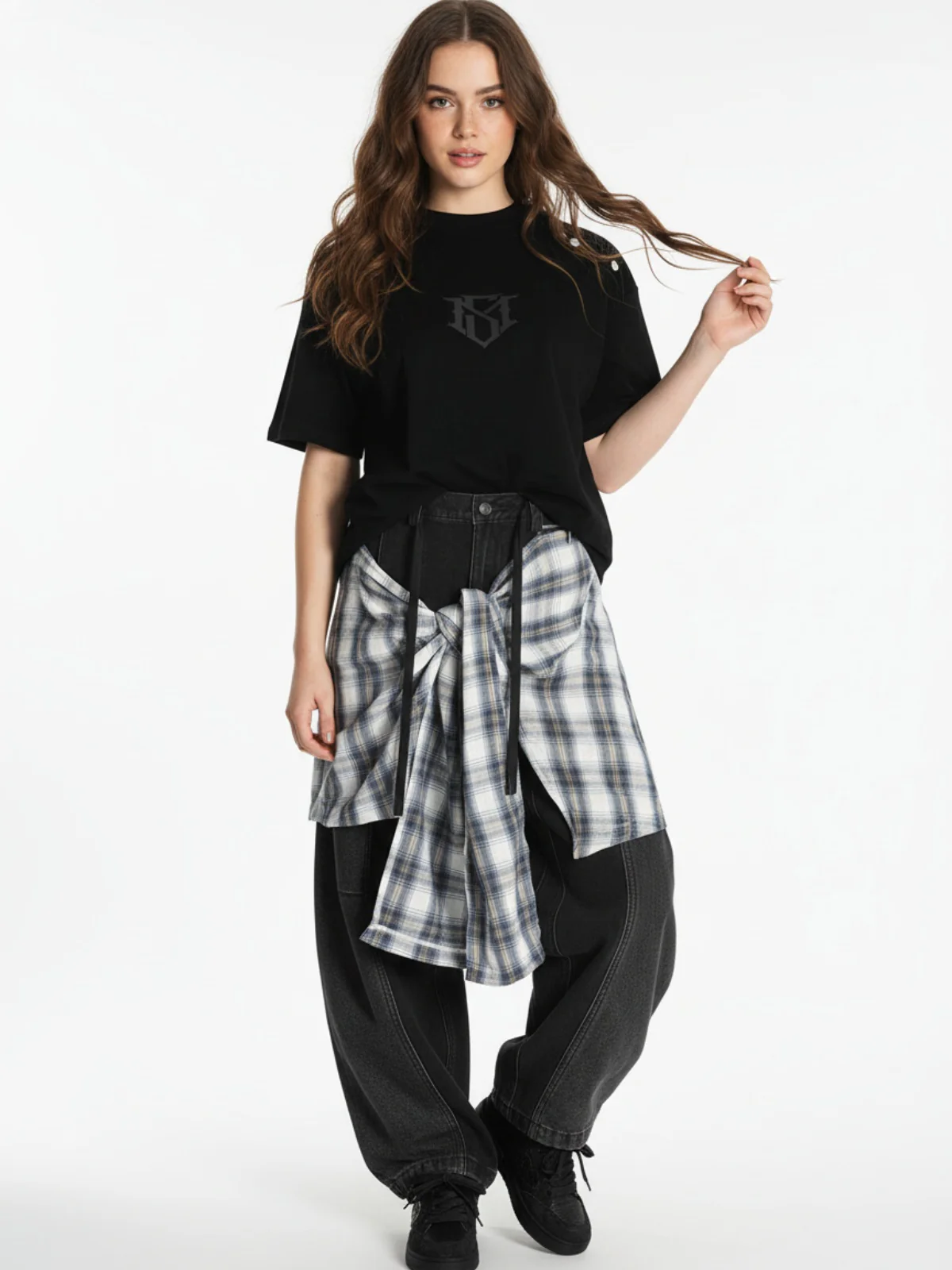 Metallic Print Suede Crew Neck T-Shirt - Image 3